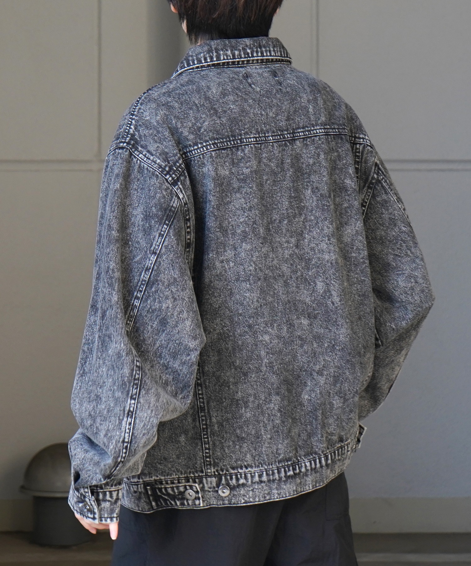 25SS【新色追加】ビッグシルエット ヴィンテージライク ケミカルウォッシュ加工 グラデーション デニムブルゾン / Gジャン デニムジャケット【Confirm】