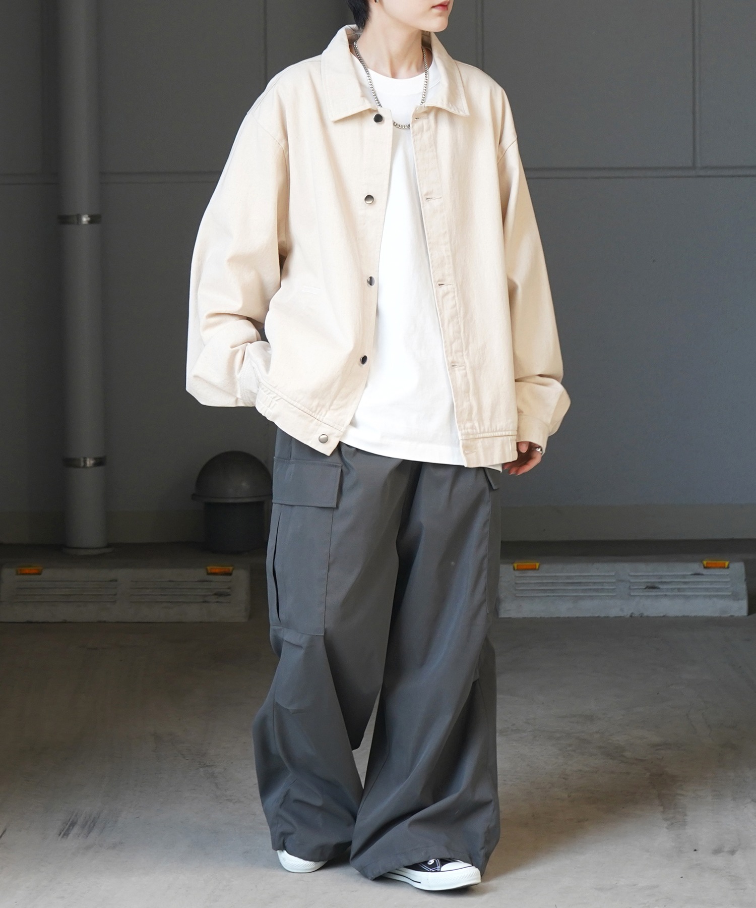 25SS【新色追加】ビッグシルエット ヴィンテージライク ケミカルウォッシュ加工 グラデーション デニムブルゾン / Gジャン デニムジャケット【Confirm】