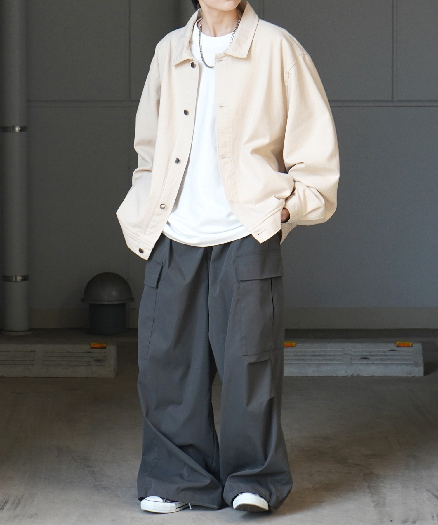 25SS【新色追加】ビッグシルエット ヴィンテージライク ケミカルウォッシュ加工 グラデーション デニムブルゾン / Gジャン デニムジャケット【Confirm】