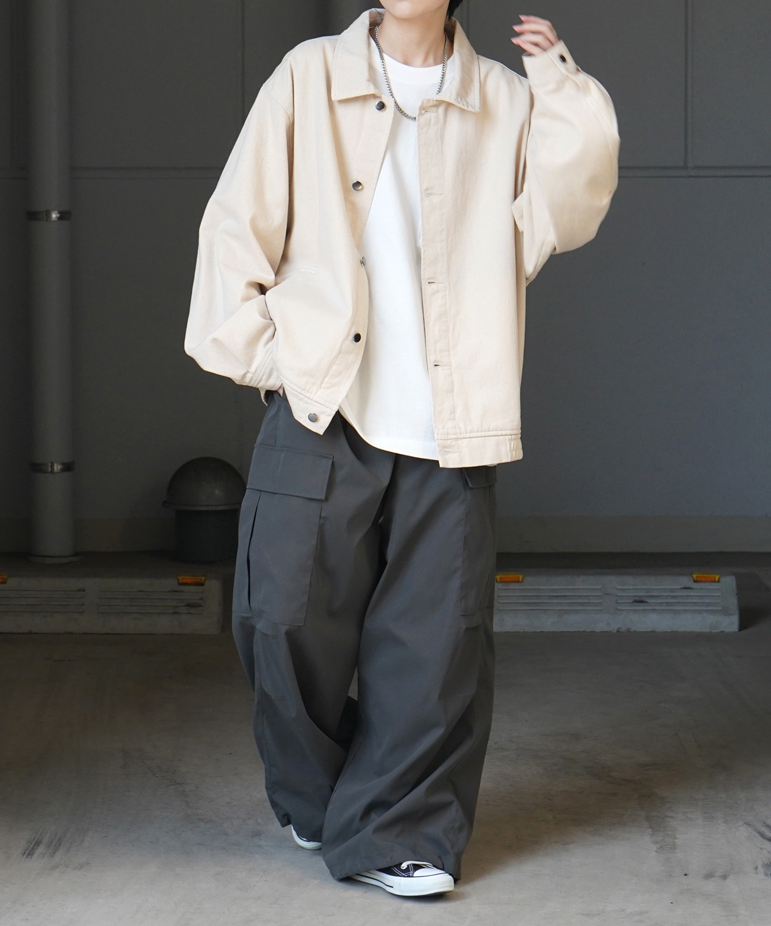 25SS【新色追加】ビッグシルエット ヴィンテージライク ケミカルウォッシュ加工 グラデーション デニムブルゾン / Gジャン デニムジャケット【Confirm】