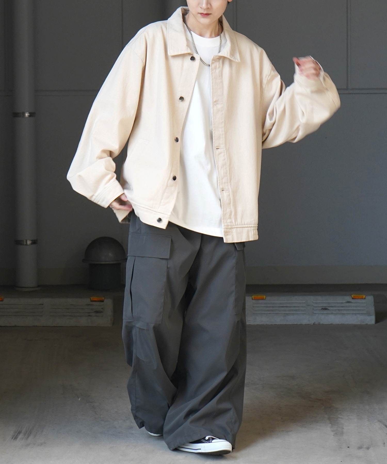 25SS【新色追加】ビッグシルエット ヴィンテージライク ケミカルウォッシュ加工 グラデーション デニムブルゾン / Gジャン デニムジャケット【Confirm】