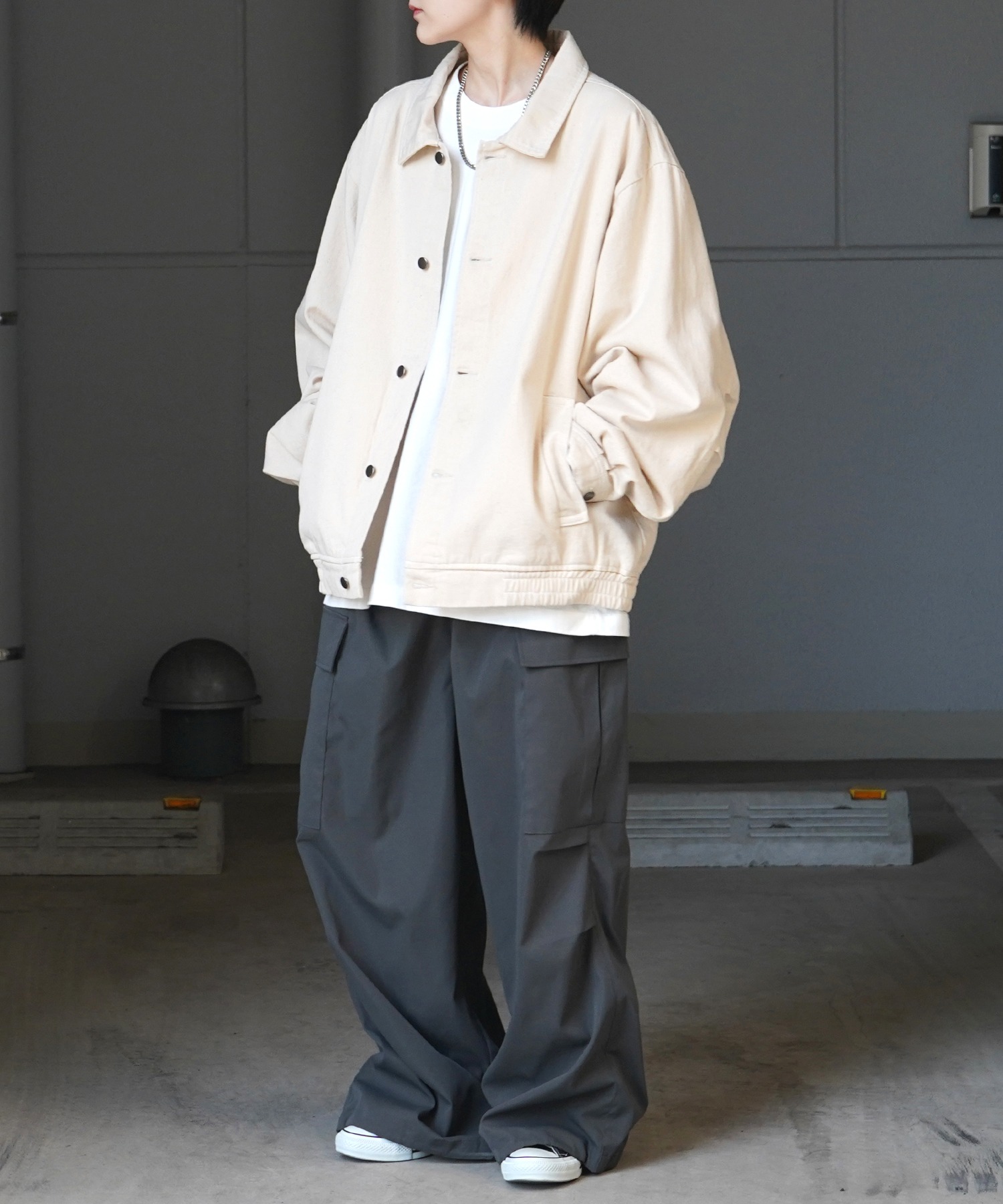 25SS【新色追加】ビッグシルエット ヴィンテージライク ケミカルウォッシュ加工 グラデーション デニムブルゾン / Gジャン デニムジャケット【Confirm】