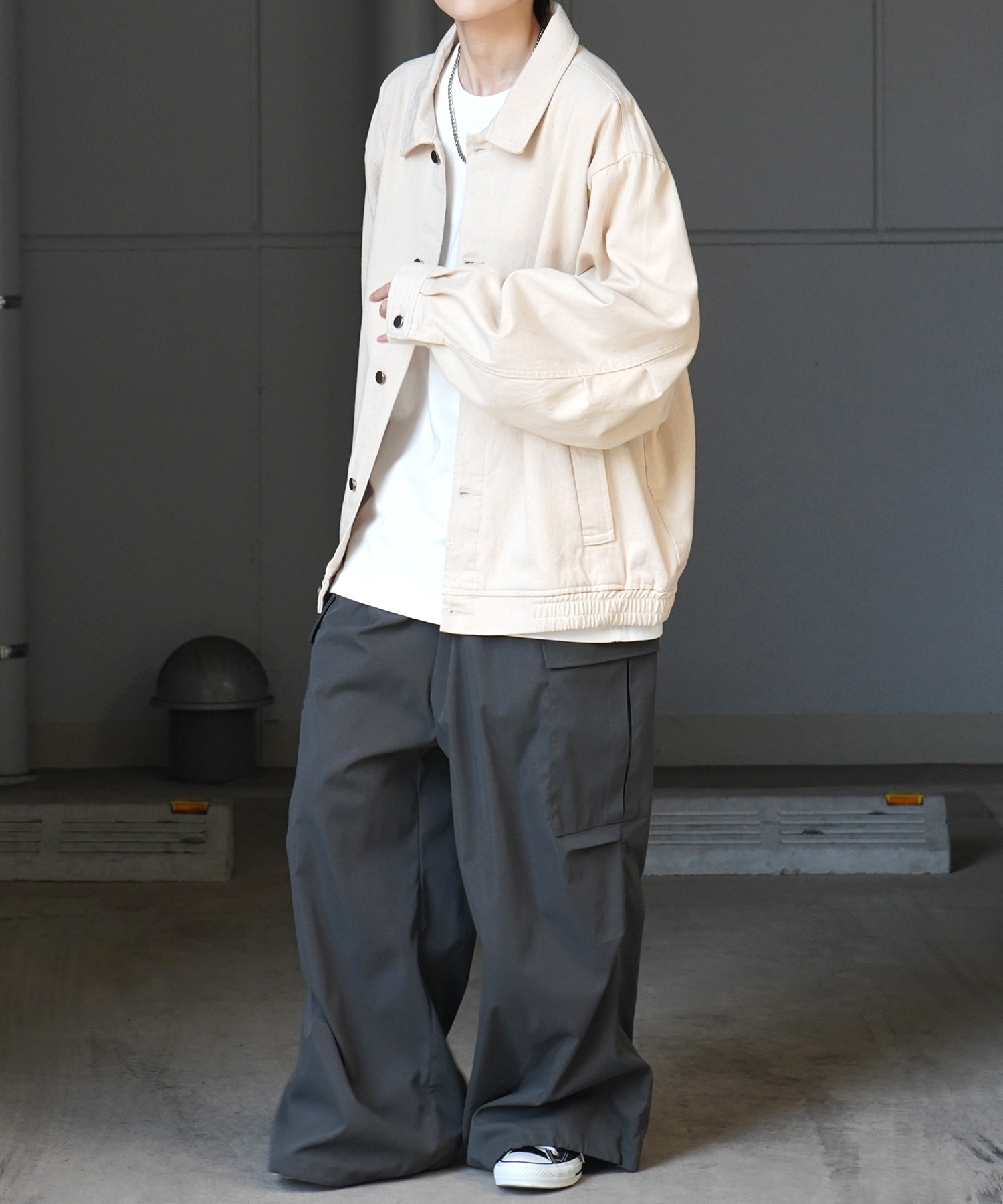 25SS【新色追加】ビッグシルエット ヴィンテージライク ケミカルウォッシュ加工 グラデーション デニムブルゾン / Gジャン デニムジャケット【Confirm】