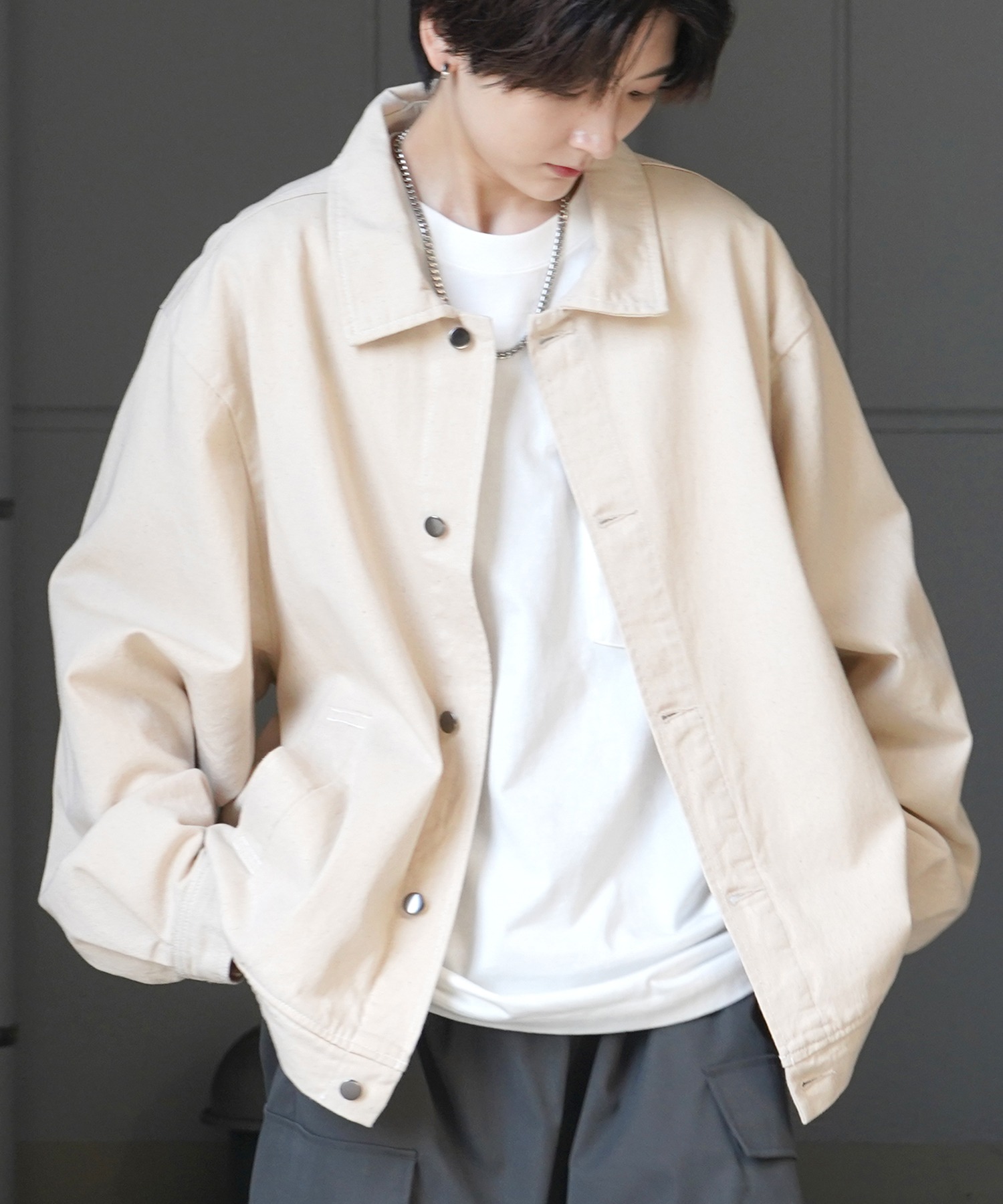 25SS【新色追加】ビッグシルエット ヴィンテージライク ケミカルウォッシュ加工 グラデーション デニムブルゾン / Gジャン デニムジャケット【Confirm】