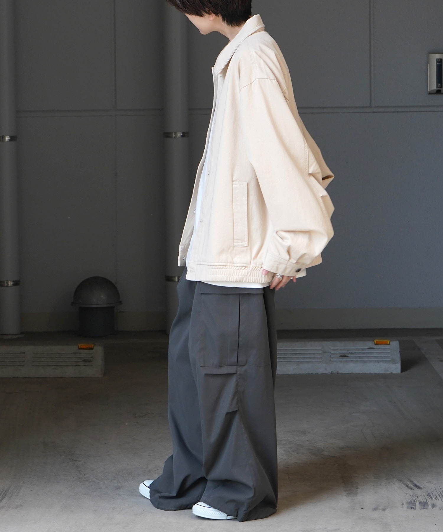 25SS【新色追加】ビッグシルエット ヴィンテージライク ケミカルウォッシュ加工 グラデーション デニムブルゾン / Gジャン デニムジャケット【Confirm】