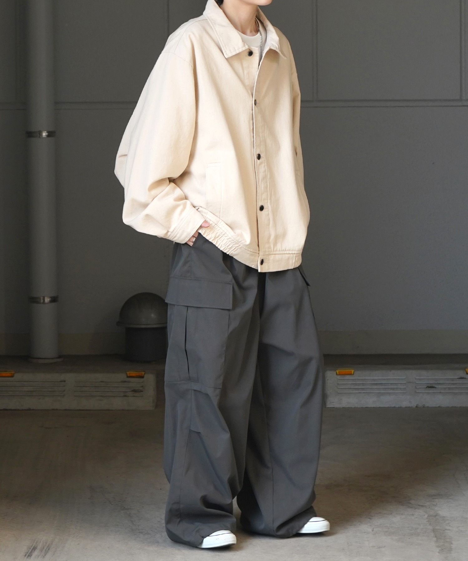 25SS【新色追加】ビッグシルエット ヴィンテージライク ケミカルウォッシュ加工 グラデーション デニムブルゾン / Gジャン デニムジャケット【Confirm】