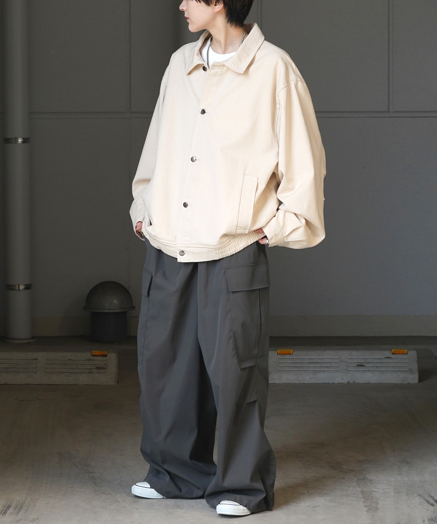 25SS【新色追加】ビッグシルエット ヴィンテージライク ケミカルウォッシュ加工 グラデーション デニムブルゾン / Gジャン デニムジャケット【Confirm】