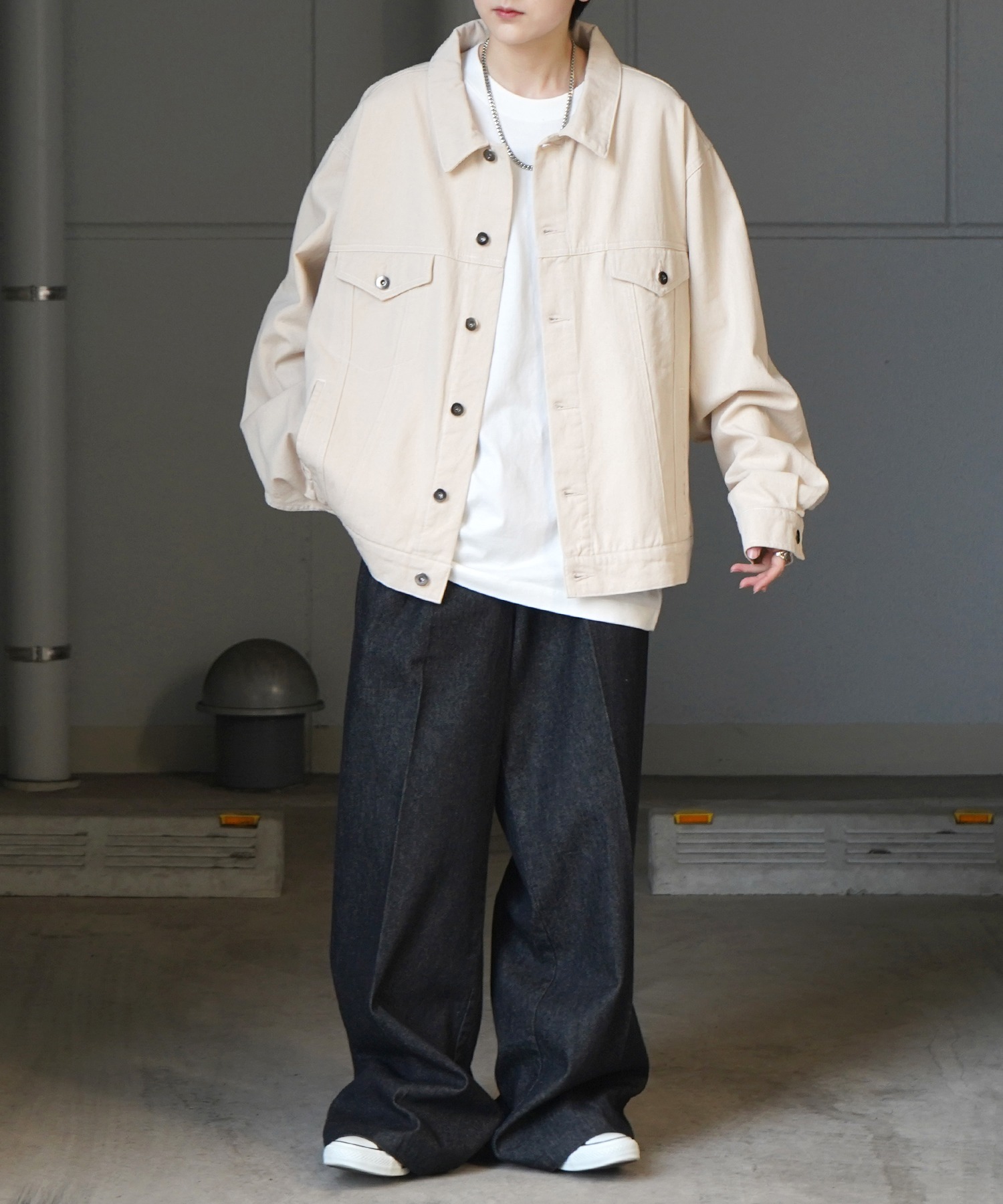 25SS【新色追加】ビッグシルエット ヴィンテージライク ケミカルウォッシュ加工 グラデーション デニムブルゾン / Gジャン デニムジャケット【Confirm】