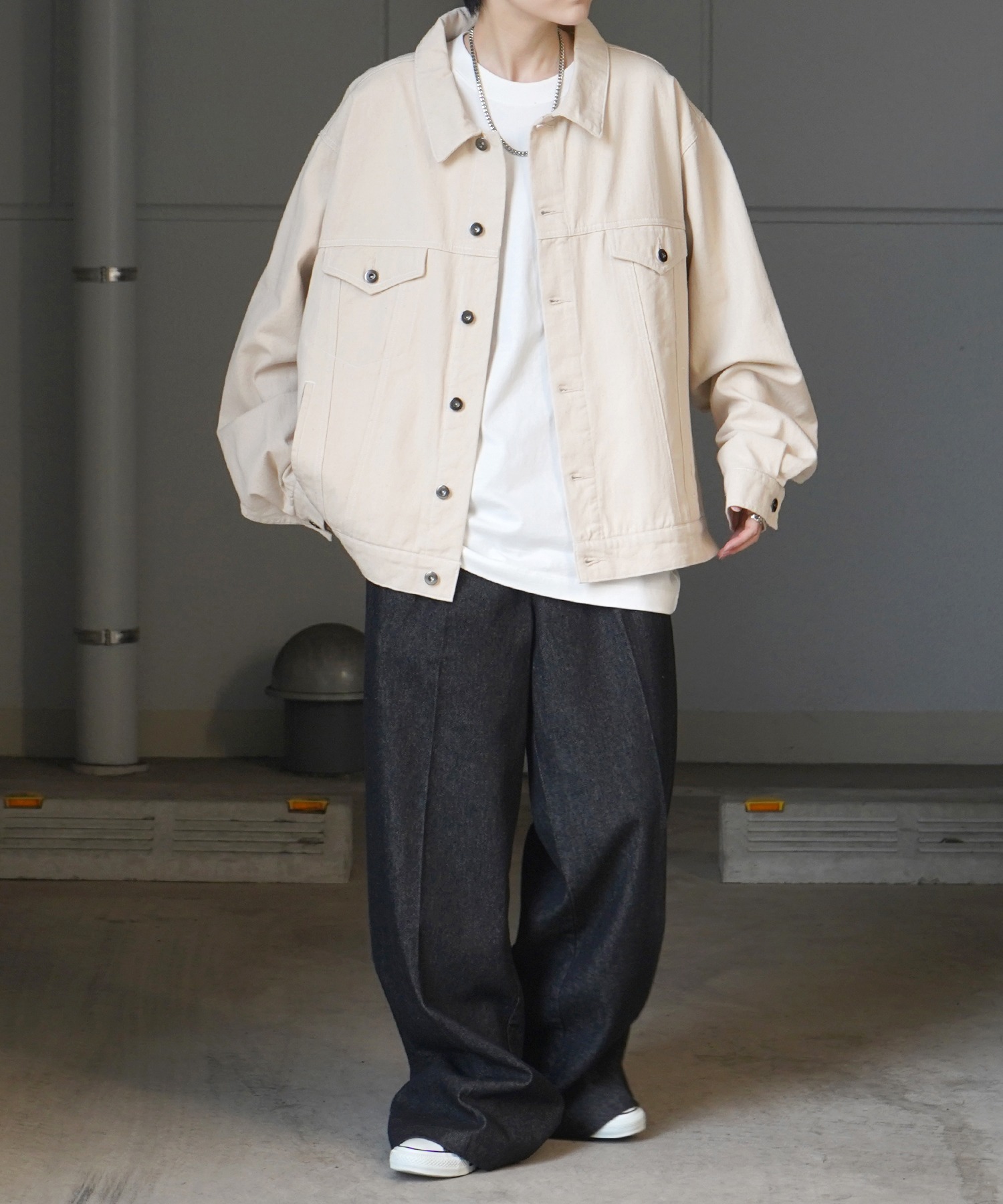 25SS【新色追加】ビッグシルエット ヴィンテージライク ケミカルウォッシュ加工 グラデーション デニムブルゾン / Gジャン デニムジャケット【Confirm】