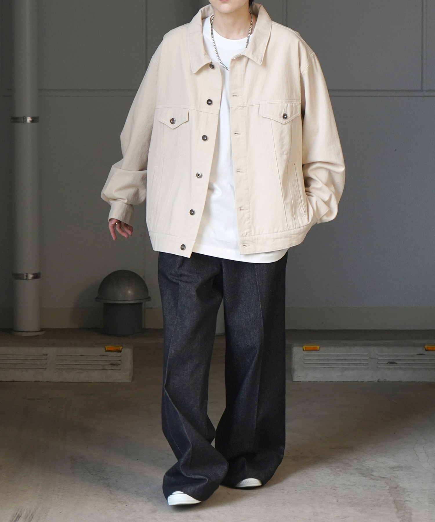 25SS【新色追加】ビッグシルエット ヴィンテージライク ケミカルウォッシュ加工 グラデーション デニムブルゾン / Gジャン デニムジャケット【Confirm】