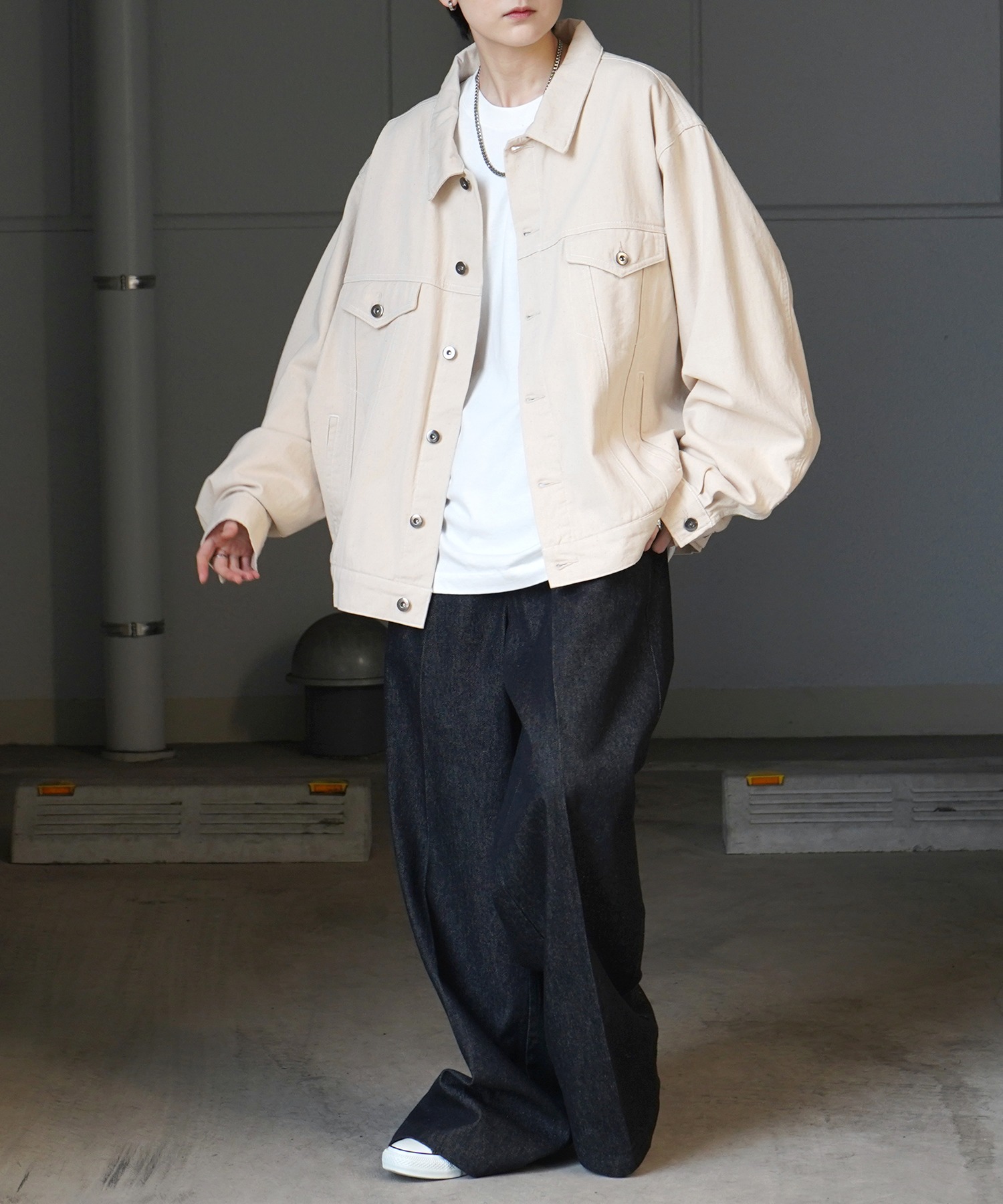 25SS【新色追加】ビッグシルエット ヴィンテージライク ケミカルウォッシュ加工 グラデーション デニムブルゾン / Gジャン デニムジャケット【Confirm】