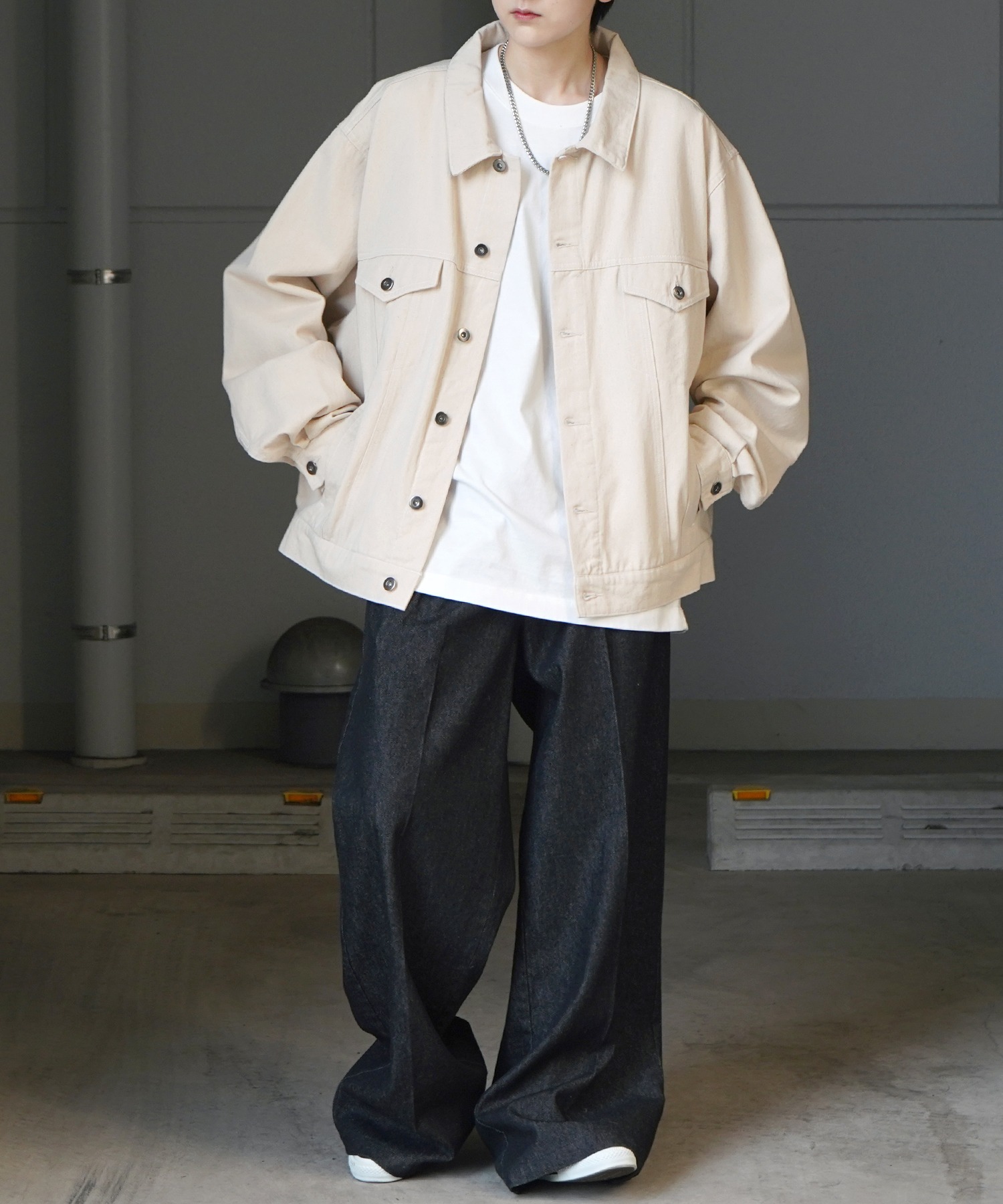 25SS【新色追加】ビッグシルエット ヴィンテージライク ケミカルウォッシュ加工 グラデーション デニムブルゾン / Gジャン デニムジャケット【Confirm】