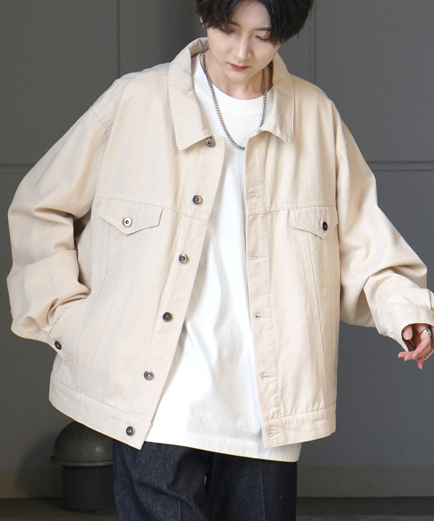 25SS【新色追加】ビッグシルエット ヴィンテージライク ケミカルウォッシュ加工 グラデーション デニムブルゾン / Gジャン デニムジャケット【Confirm】