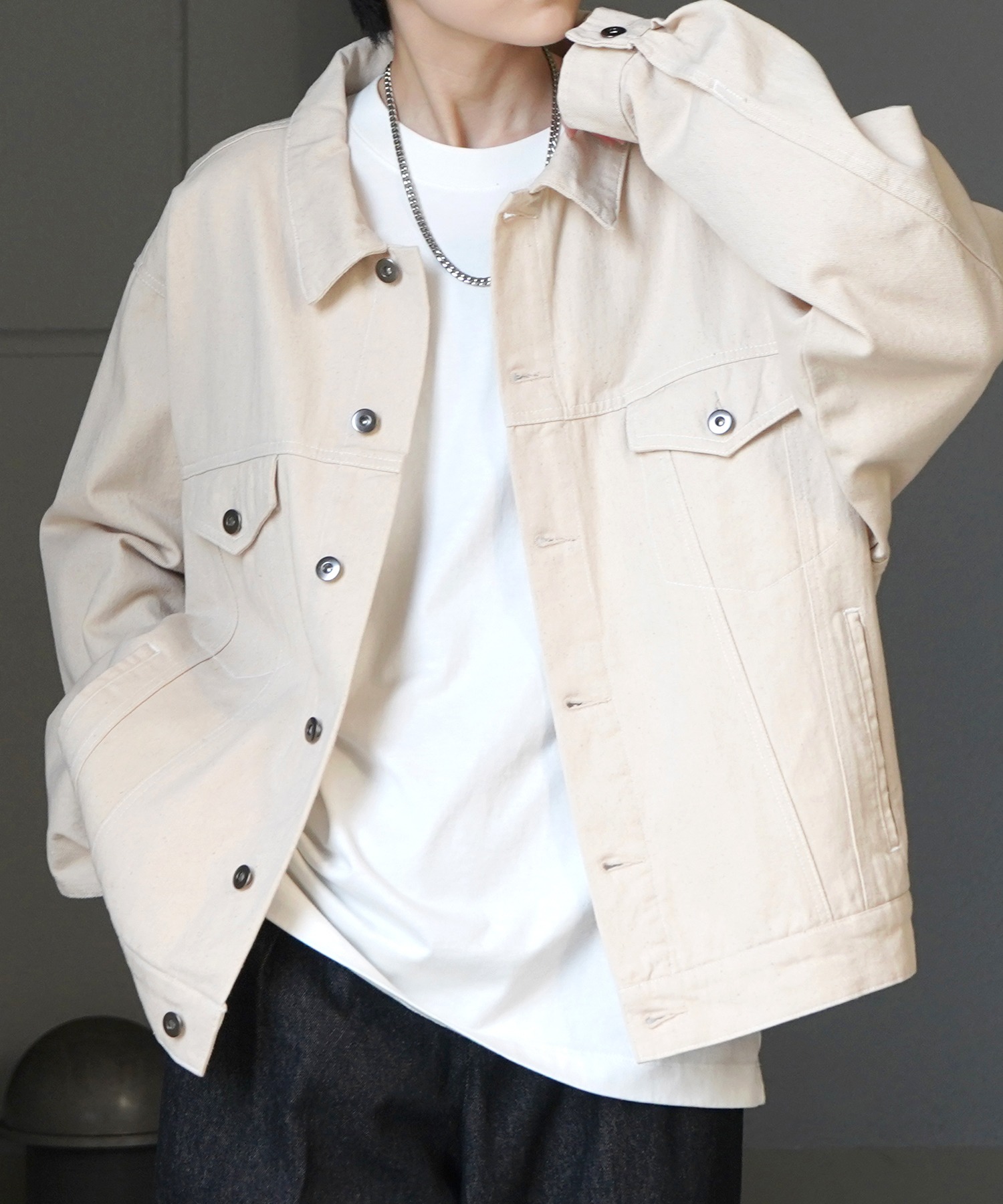 25SS【新色追加】ビッグシルエット ヴィンテージライク ケミカルウォッシュ加工 グラデーション デニムブルゾン / Gジャン デニムジャケット【Confirm】