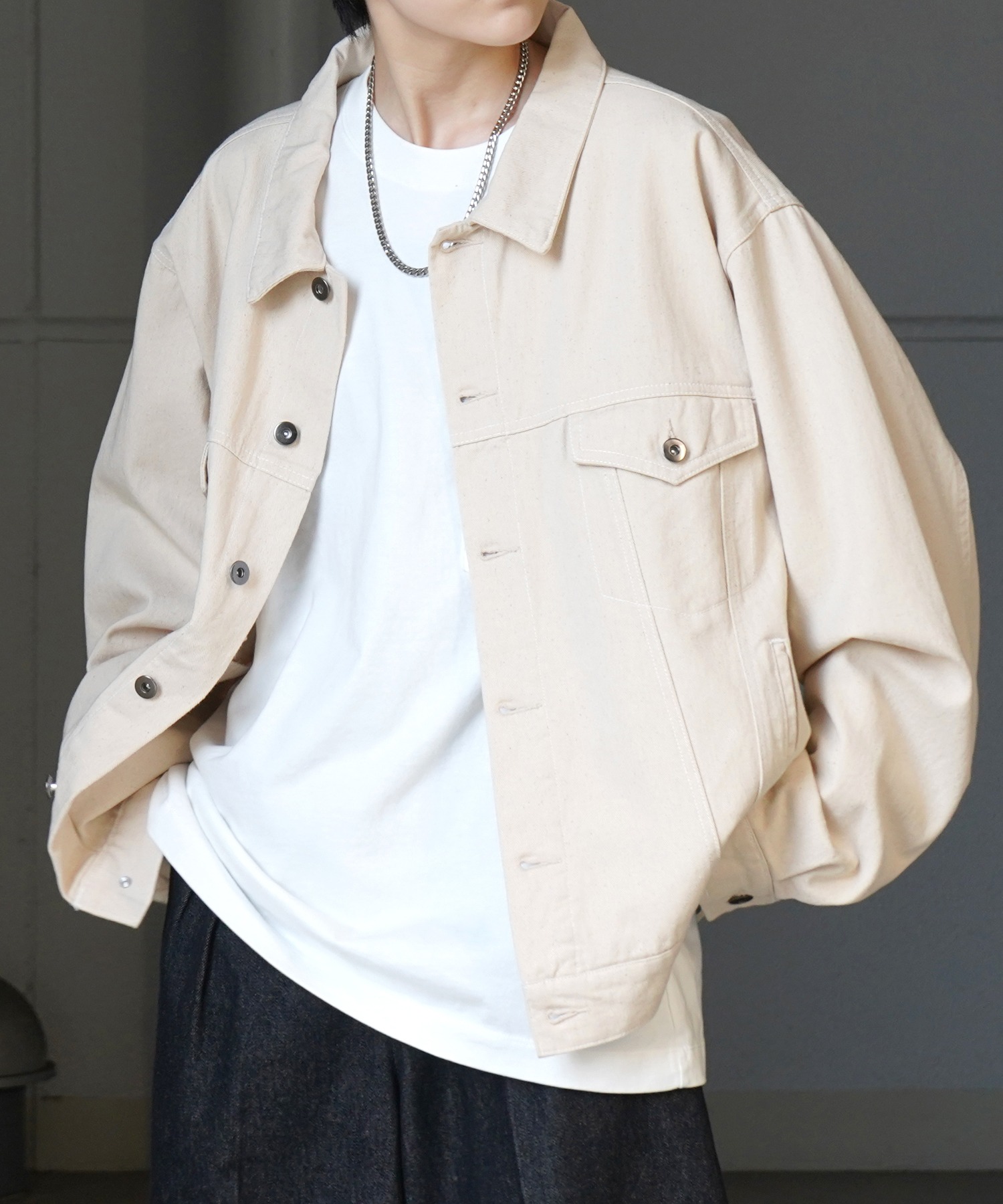 25SS【新色追加】ビッグシルエット ヴィンテージライク ケミカルウォッシュ加工 グラデーション デニムブルゾン / Gジャン デニムジャケット【Confirm】