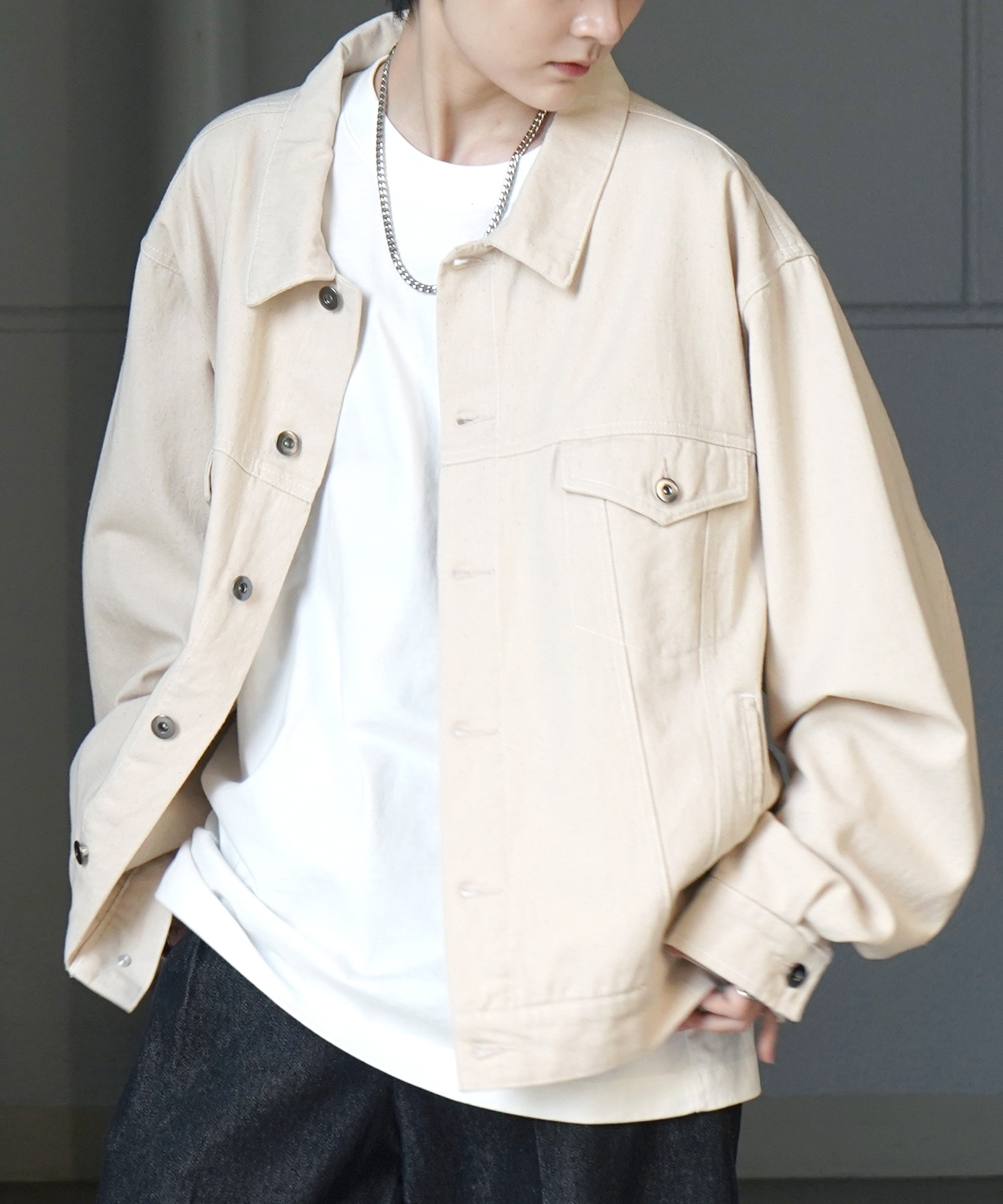 25SS【新色追加】ビッグシルエット ヴィンテージライク ケミカルウォッシュ加工 グラデーション デニムブルゾン / Gジャン デニムジャケット【Confirm】