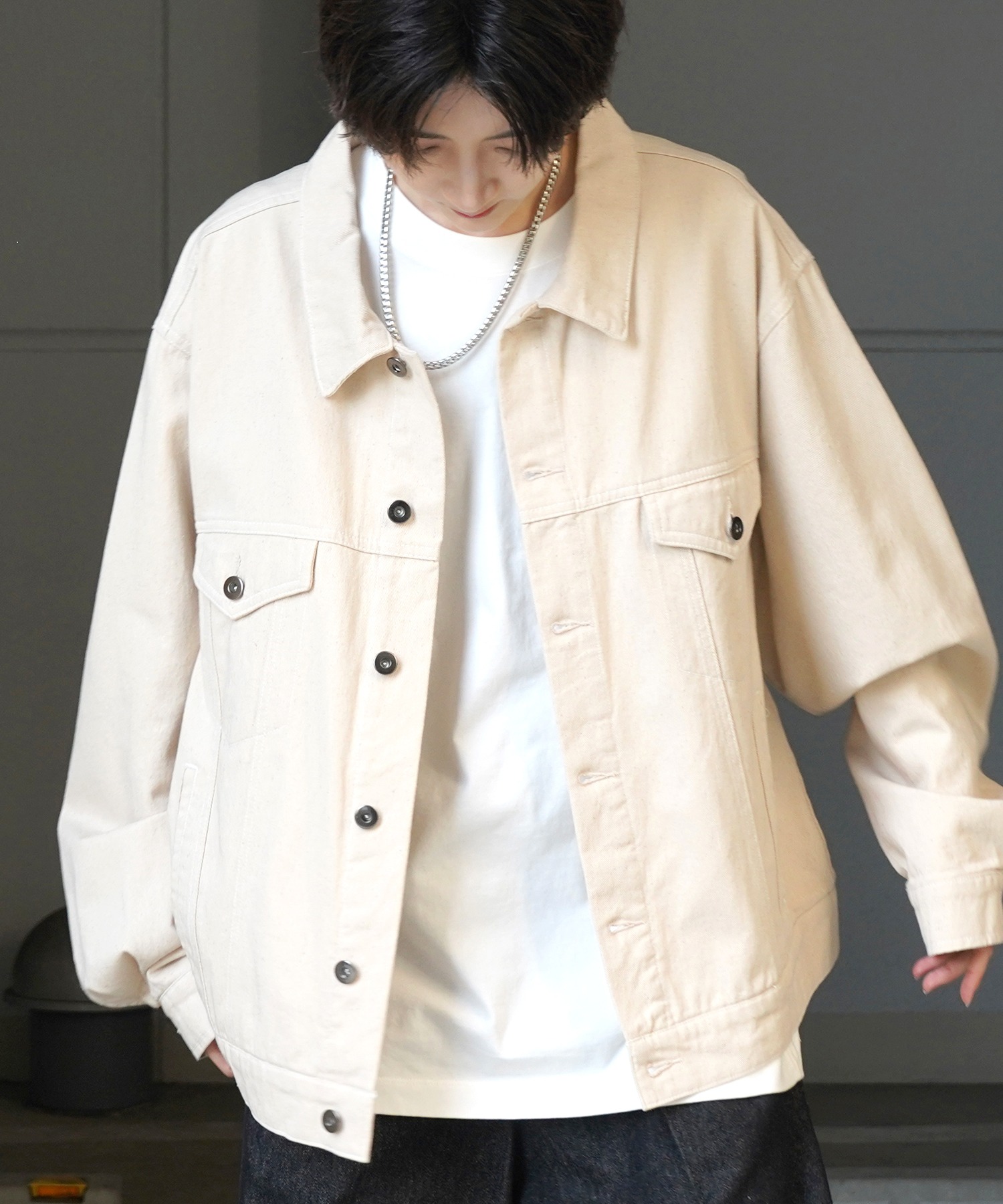 25SS【新色追加】ビッグシルエット ヴィンテージライク ケミカルウォッシュ加工 グラデーション デニムブルゾン / Gジャン デニムジャケット【Confirm】