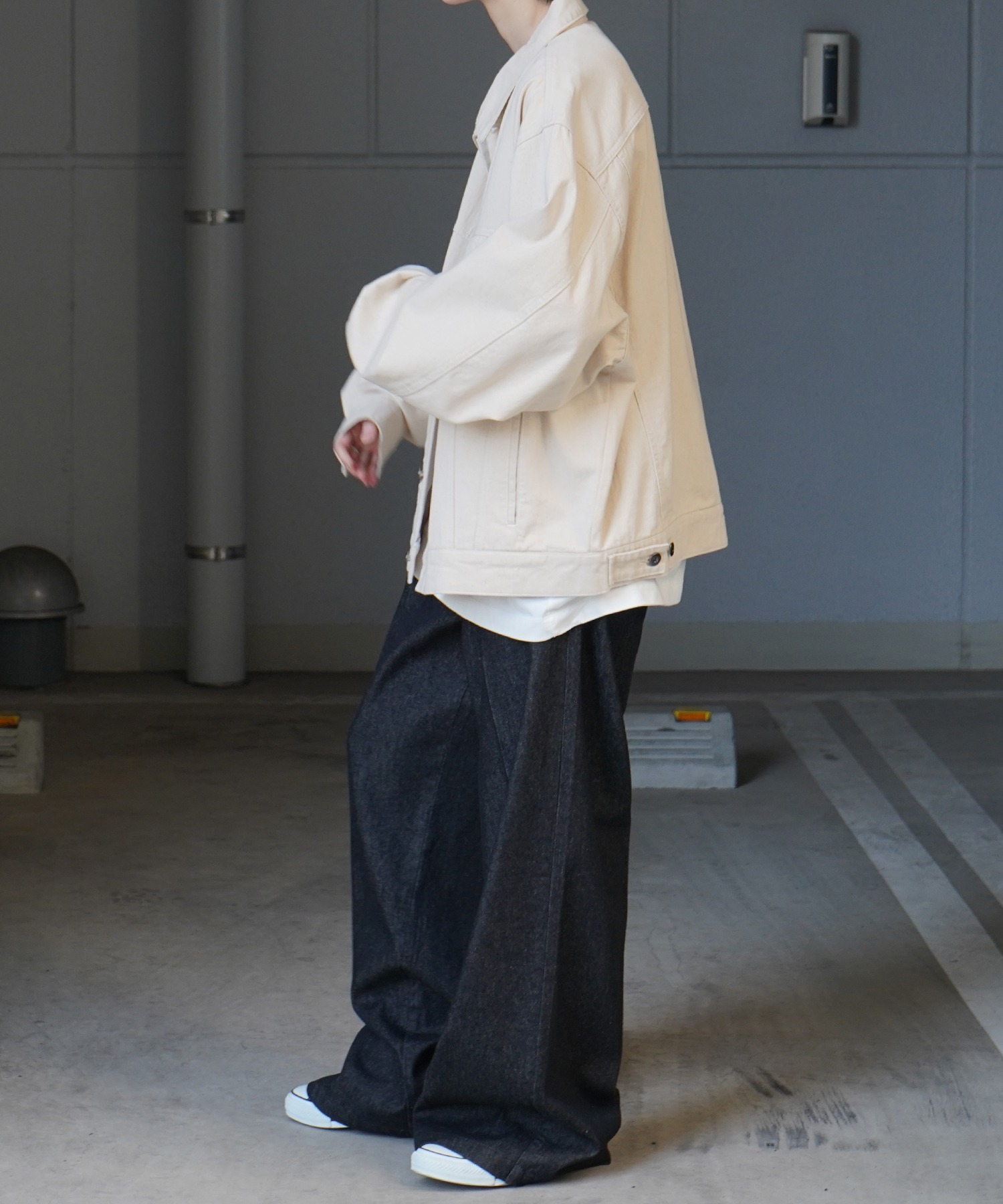 25SS【新色追加】ビッグシルエット ヴィンテージライク ケミカルウォッシュ加工 グラデーション デニムブルゾン / Gジャン デニムジャケット【Confirm】