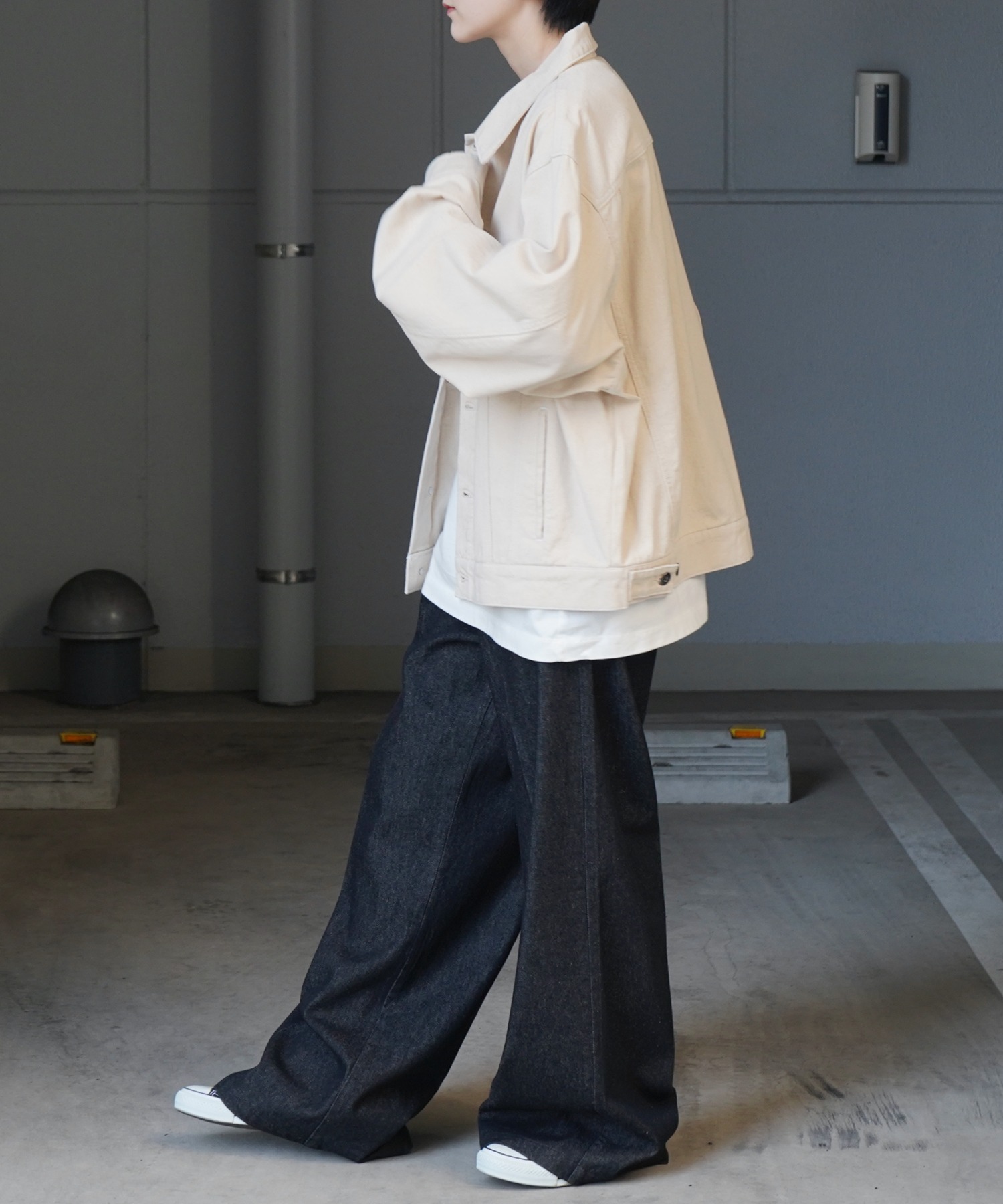 25SS【新色追加】ビッグシルエット ヴィンテージライク ケミカルウォッシュ加工 グラデーション デニムブルゾン / Gジャン デニムジャケット【Confirm】