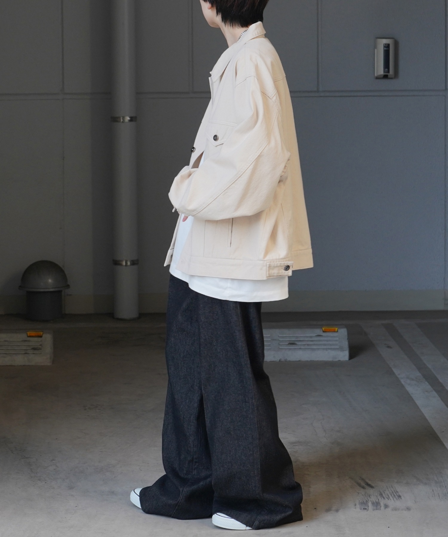 25SS【新色追加】ビッグシルエット ヴィンテージライク ケミカルウォッシュ加工 グラデーション デニムブルゾン / Gジャン デニムジャケット【Confirm】