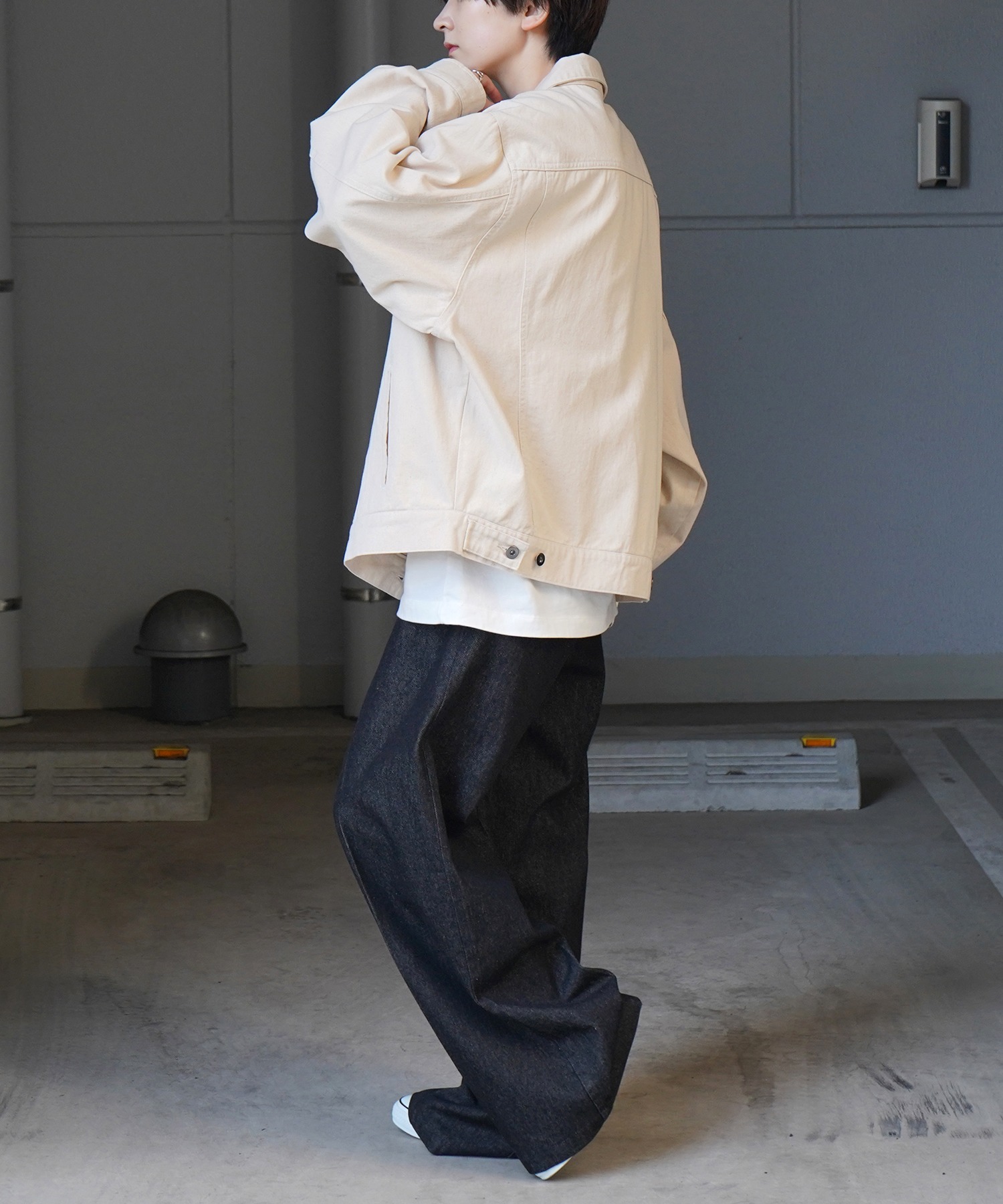 25SS【新色追加】ビッグシルエット ヴィンテージライク ケミカルウォッシュ加工 グラデーション デニムブルゾン / Gジャン デニムジャケット【Confirm】