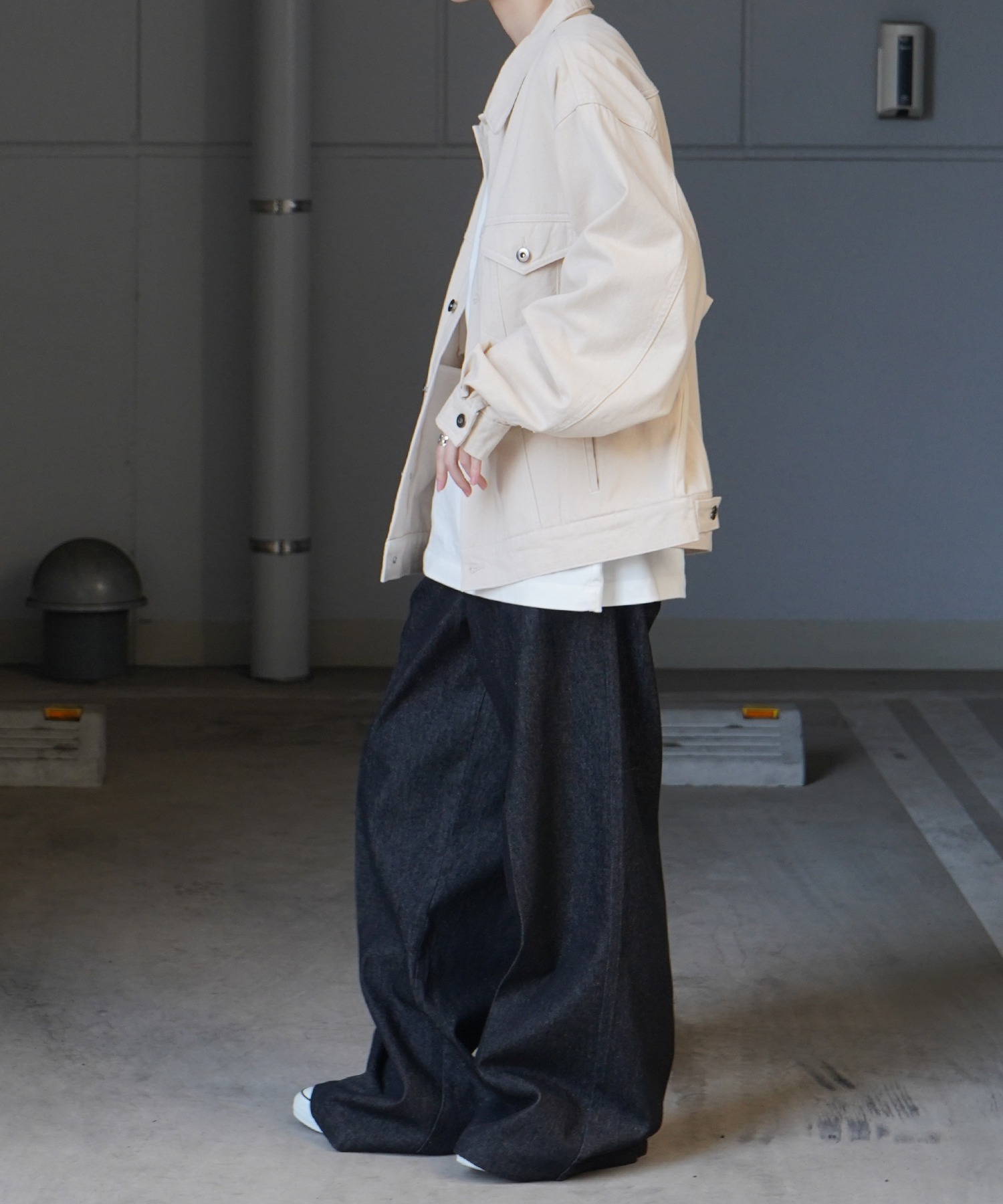 25SS【新色追加】ビッグシルエット ヴィンテージライク ケミカルウォッシュ加工 グラデーション デニムブルゾン / Gジャン デニムジャケット【Confirm】