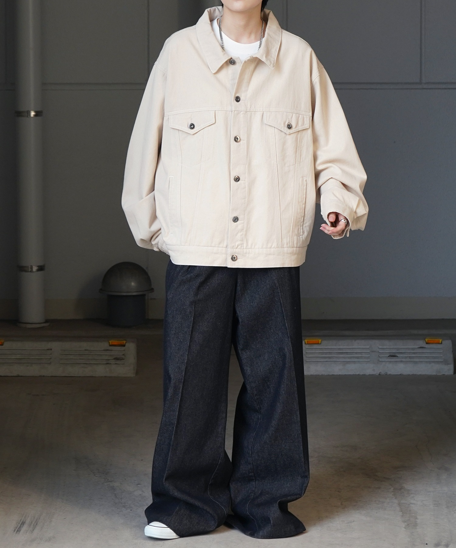 25SS【新色追加】ビッグシルエット ヴィンテージライク ケミカルウォッシュ加工 グラデーション デニムブルゾン / Gジャン デニムジャケット【Confirm】