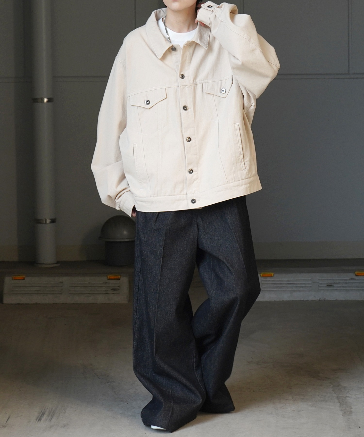 25SS【新色追加】ビッグシルエット ヴィンテージライク ケミカルウォッシュ加工 グラデーション デニムブルゾン / Gジャン デニムジャケット【Confirm】