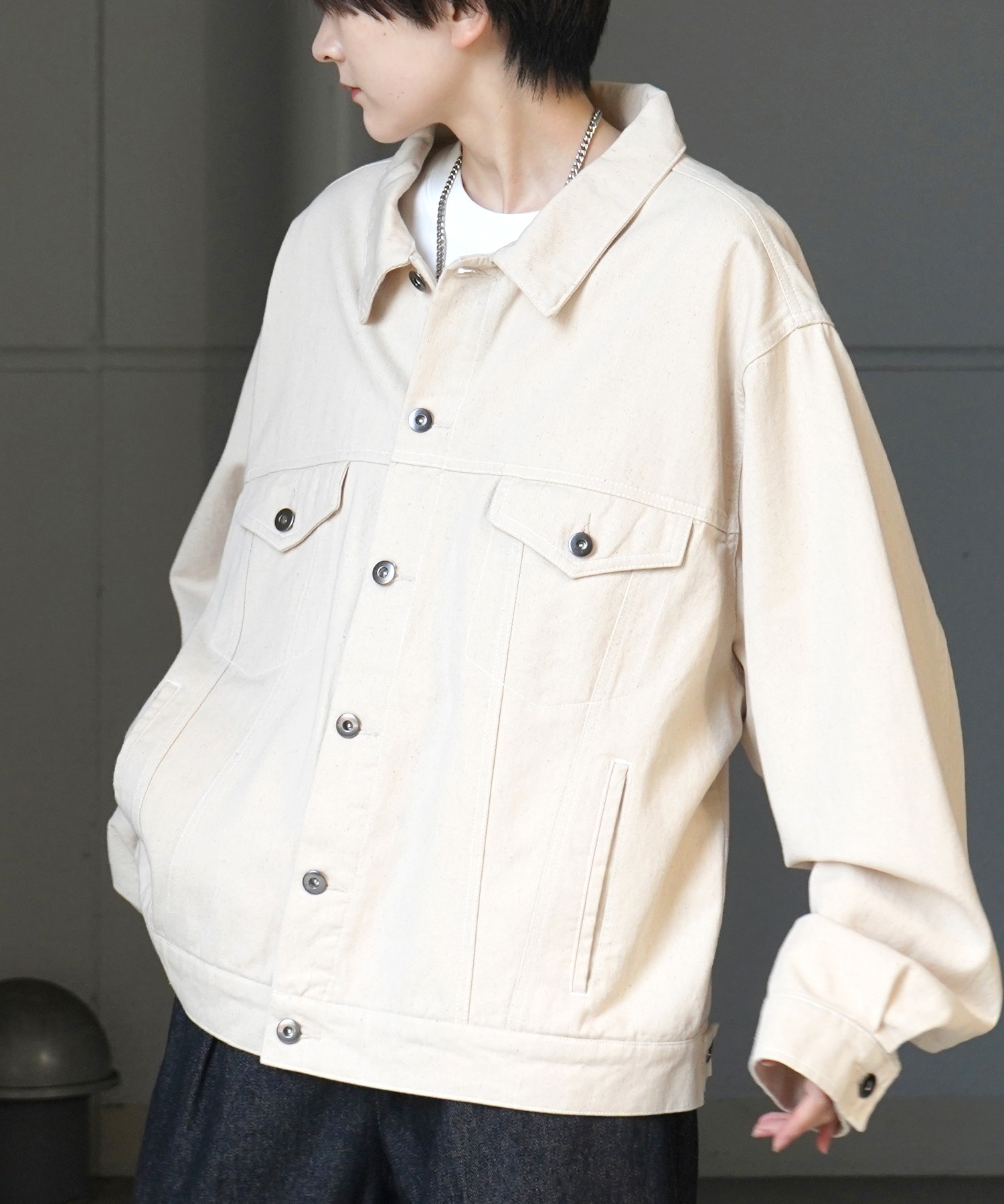 25SS【新色追加】ビッグシルエット ヴィンテージライク ケミカルウォッシュ加工 グラデーション デニムブルゾン / Gジャン デニムジャケット【Confirm】