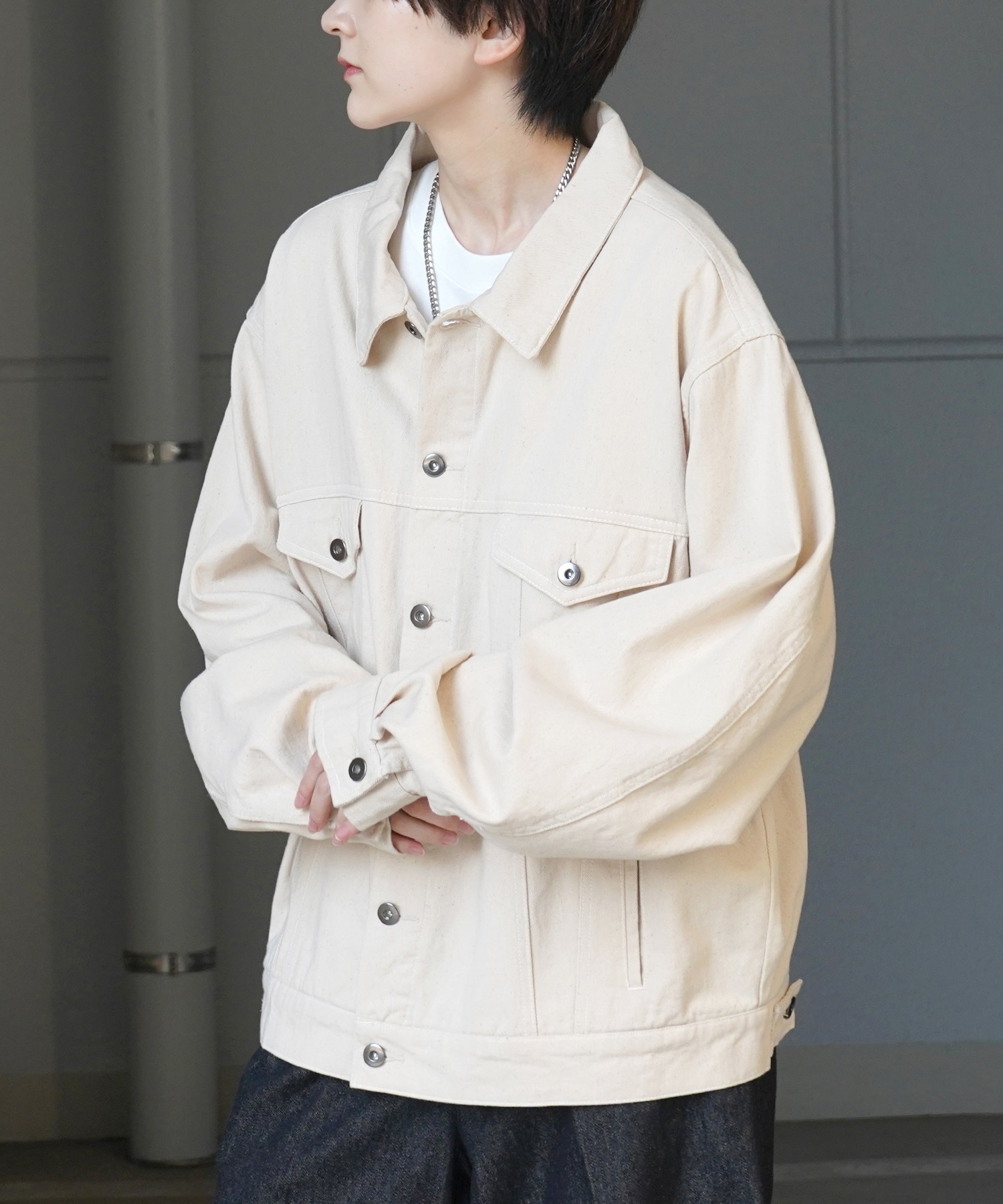 25SS【新色追加】ビッグシルエット ヴィンテージライク ケミカルウォッシュ加工 グラデーション デニムブルゾン / Gジャン デニムジャケット【Confirm】