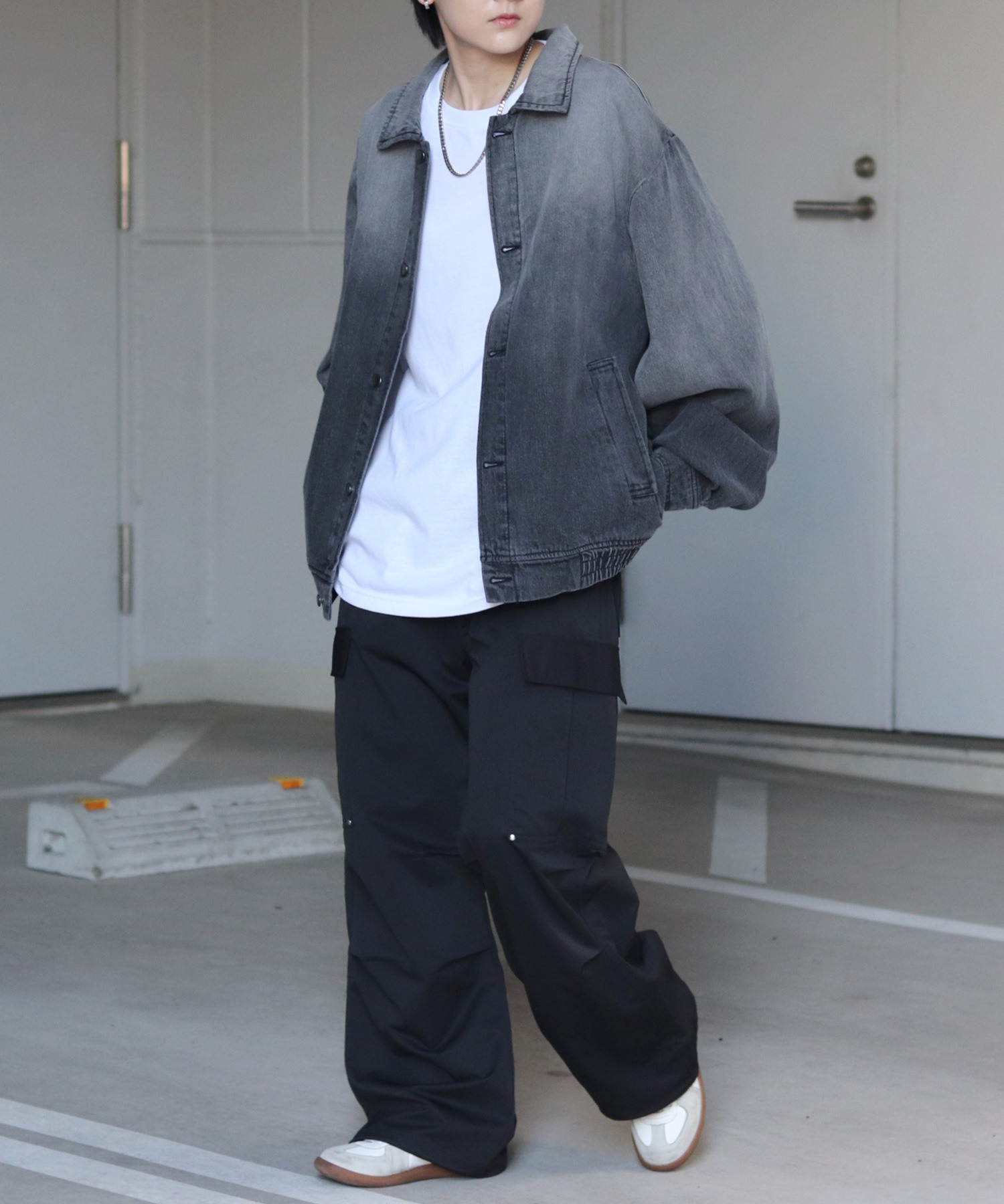 25SS【新色追加】ビッグシルエット ヴィンテージライク ケミカルウォッシュ加工 グラデーション デニムブルゾン / Gジャン デニムジャケット【Confirm】