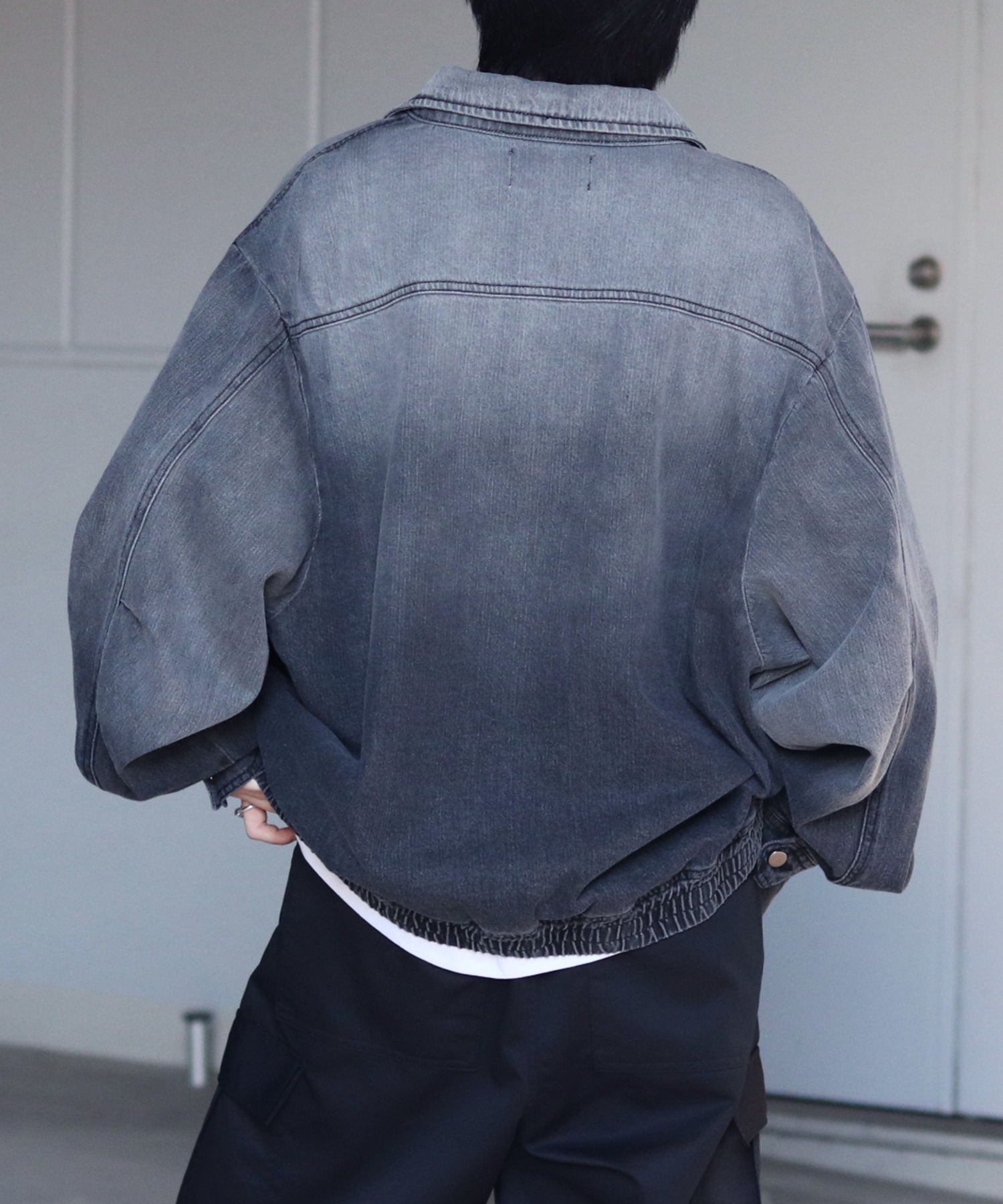 25SS【新色追加】ビッグシルエット ヴィンテージライク ケミカルウォッシュ加工 グラデーション デニムブルゾン / Gジャン デニムジャケット【Confirm】