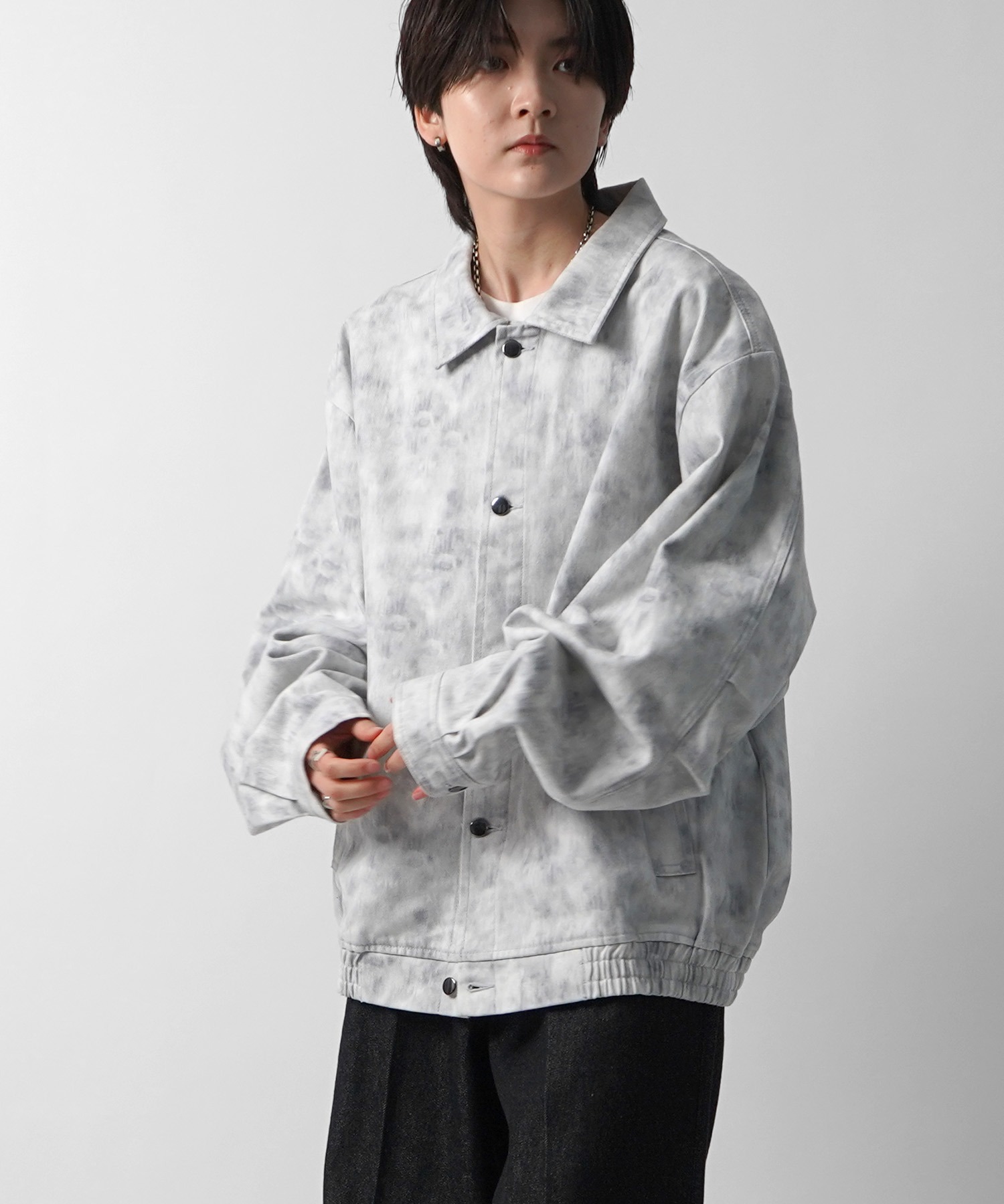 25SS【新色追加】ビッグシルエット ヴィンテージライク ケミカルウォッシュ加工 グラデーション デニムブルゾン / Gジャン デニムジャケット【Confirm】