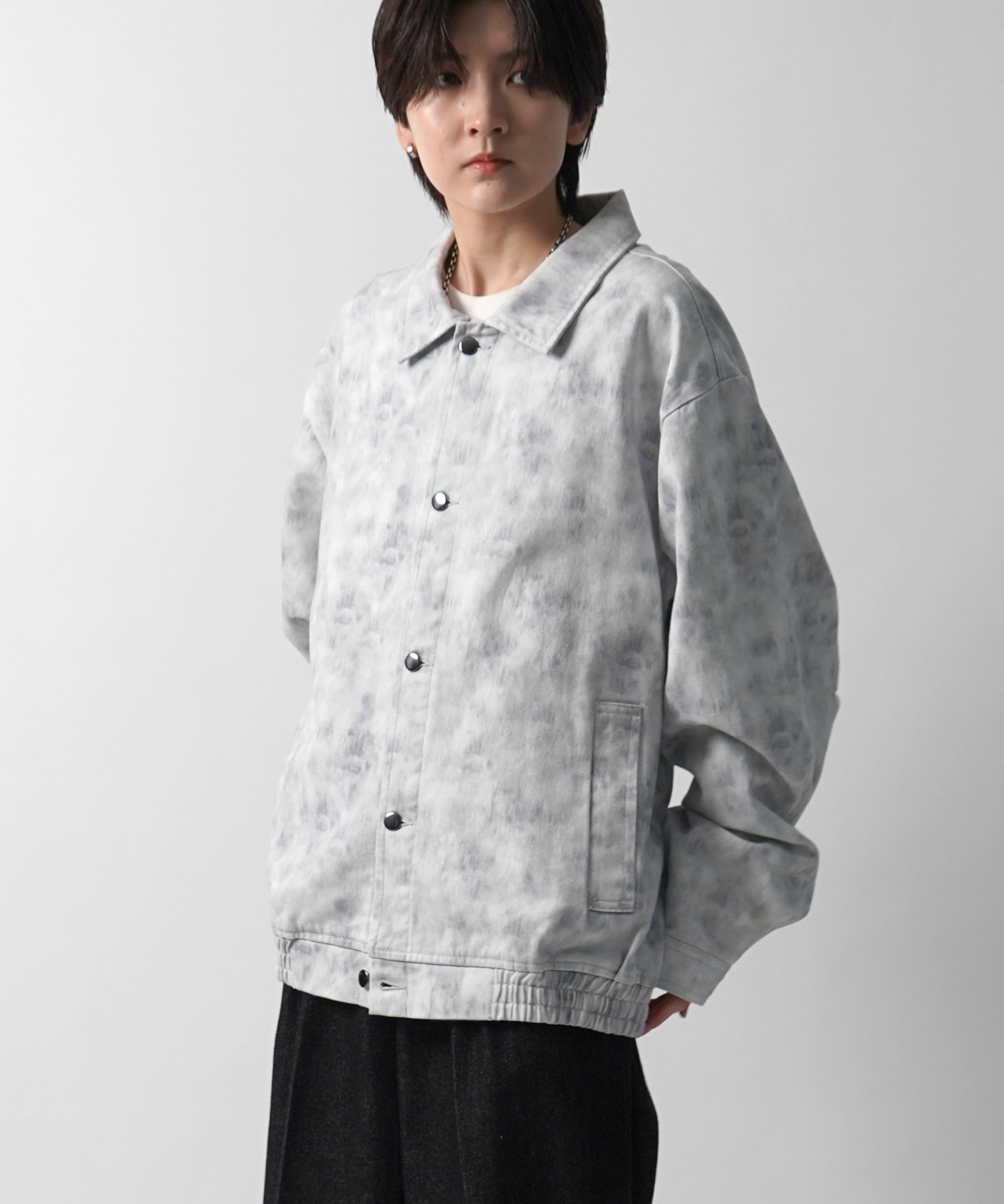 25SS【新色追加】ビッグシルエット ヴィンテージライク ケミカルウォッシュ加工 グラデーション デニムブルゾン / Gジャン デニムジャケット【Confirm】