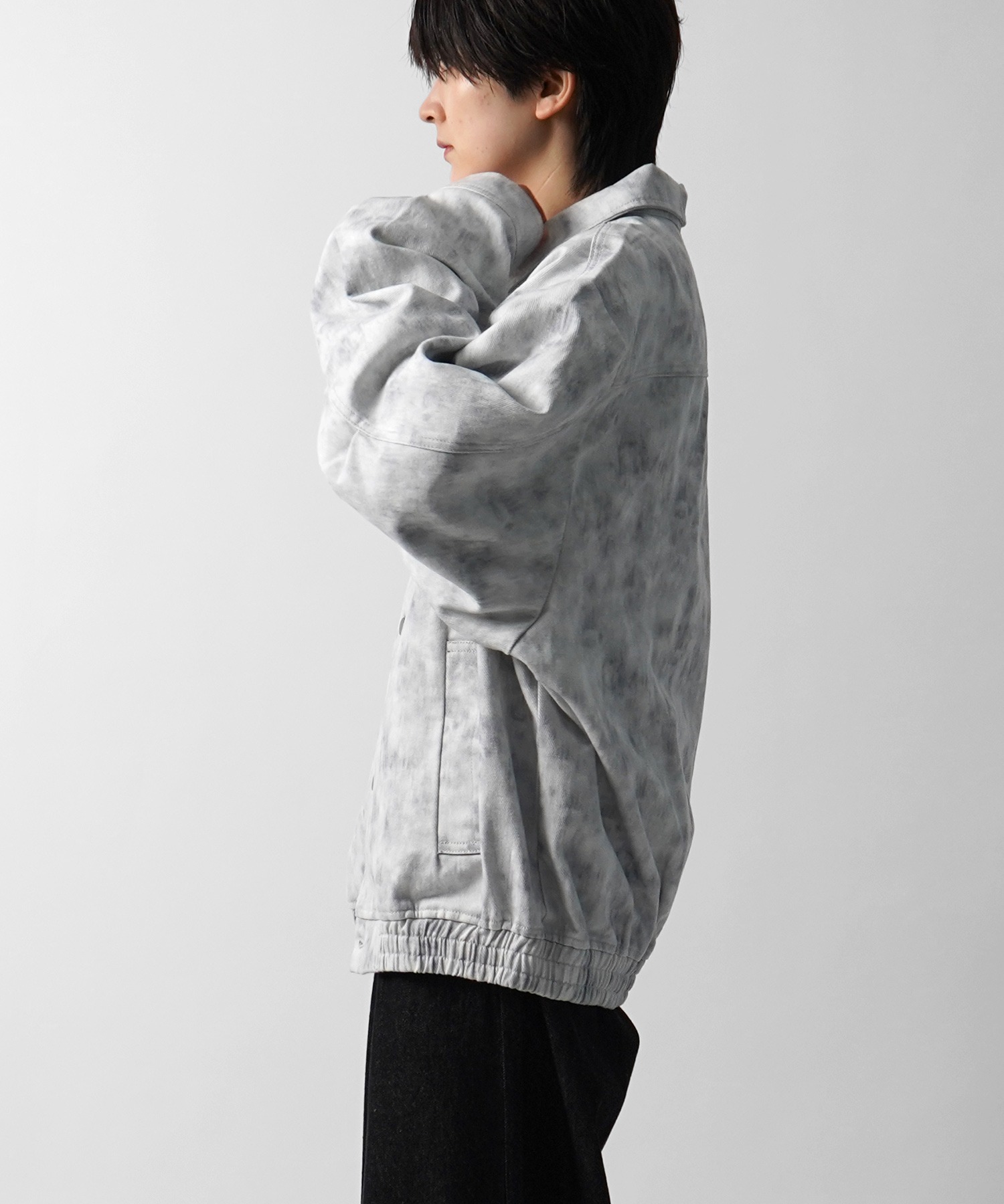 25SS【新色追加】ビッグシルエット ヴィンテージライク ケミカルウォッシュ加工 グラデーション デニムブルゾン / Gジャン デニムジャケット【Confirm】