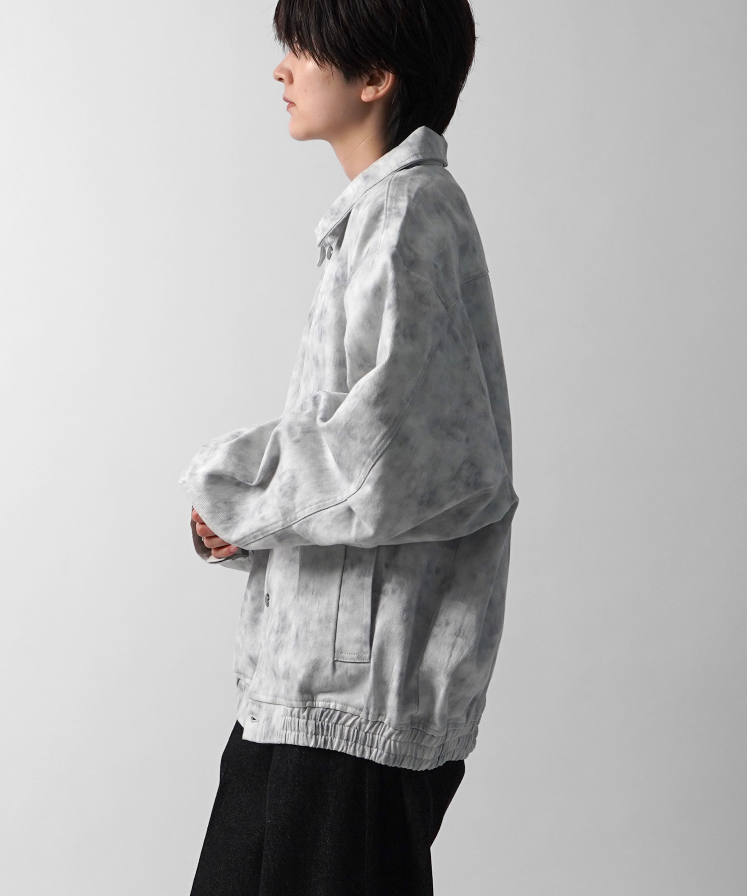 25SS【新色追加】ビッグシルエット ヴィンテージライク ケミカルウォッシュ加工 グラデーション デニムブルゾン / Gジャン デニムジャケット【Confirm】