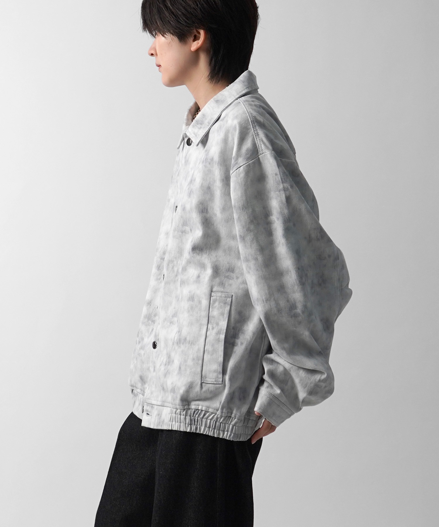 25SS【新色追加】ビッグシルエット ヴィンテージライク ケミカルウォッシュ加工 グラデーション デニムブルゾン / Gジャン デニムジャケット【Confirm】