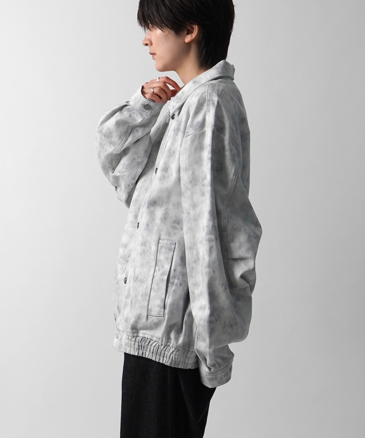 25SS【新色追加】ビッグシルエット ヴィンテージライク ケミカルウォッシュ加工 グラデーション デニムブルゾン / Gジャン デニムジャケット【Confirm】