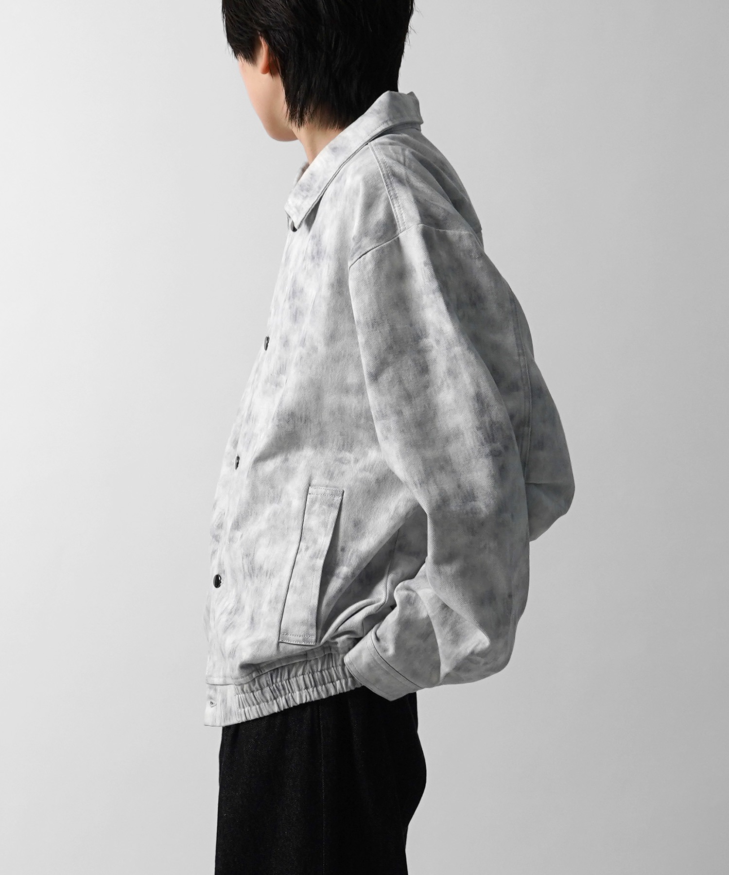 25SS【新色追加】ビッグシルエット ヴィンテージライク ケミカルウォッシュ加工 グラデーション デニムブルゾン / Gジャン デニムジャケット【Confirm】