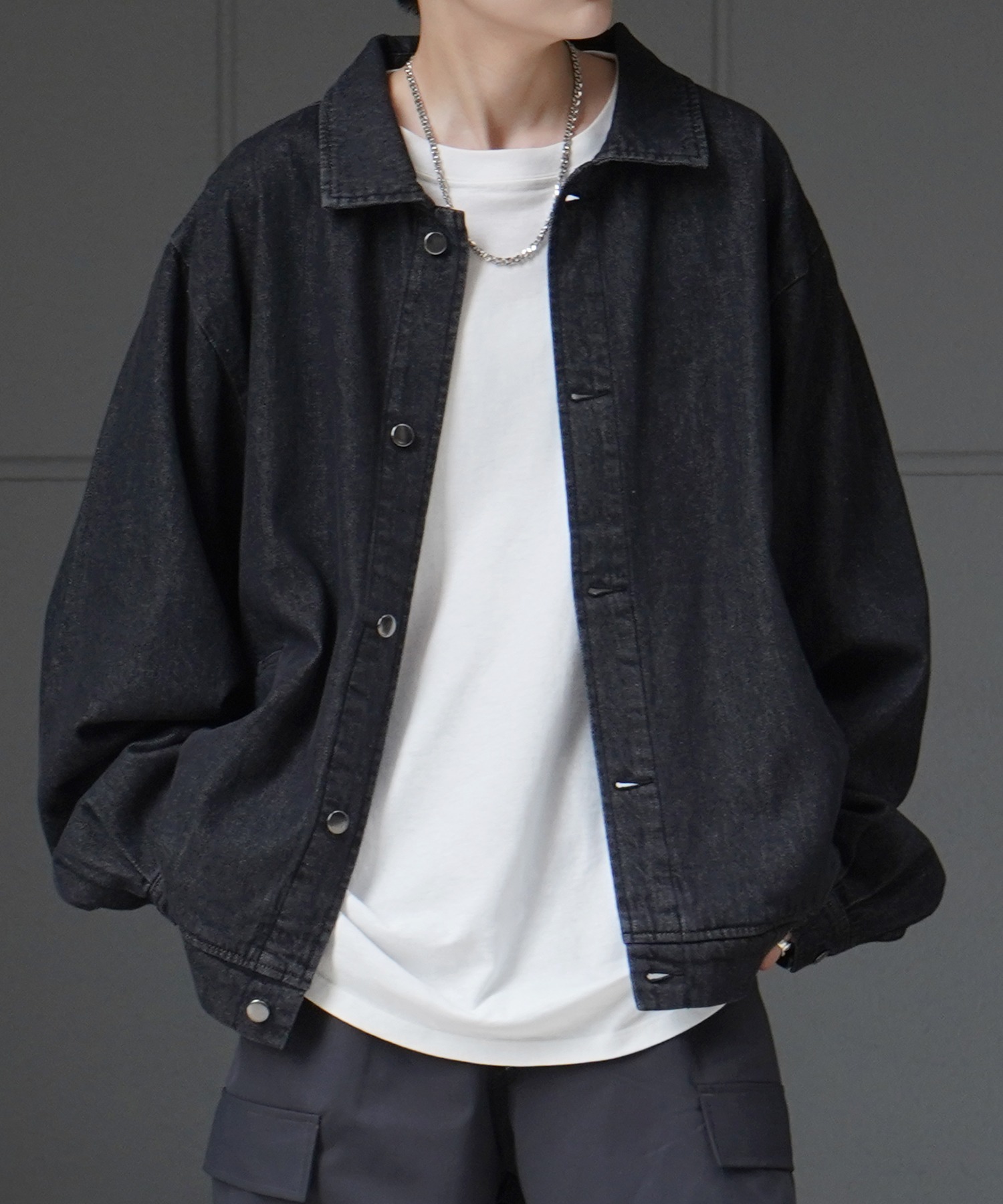 25SS【新色追加】ビッグシルエット ヴィンテージライク ケミカルウォッシュ加工 グラデーション デニムブルゾン / Gジャン デニムジャケット【Confirm】