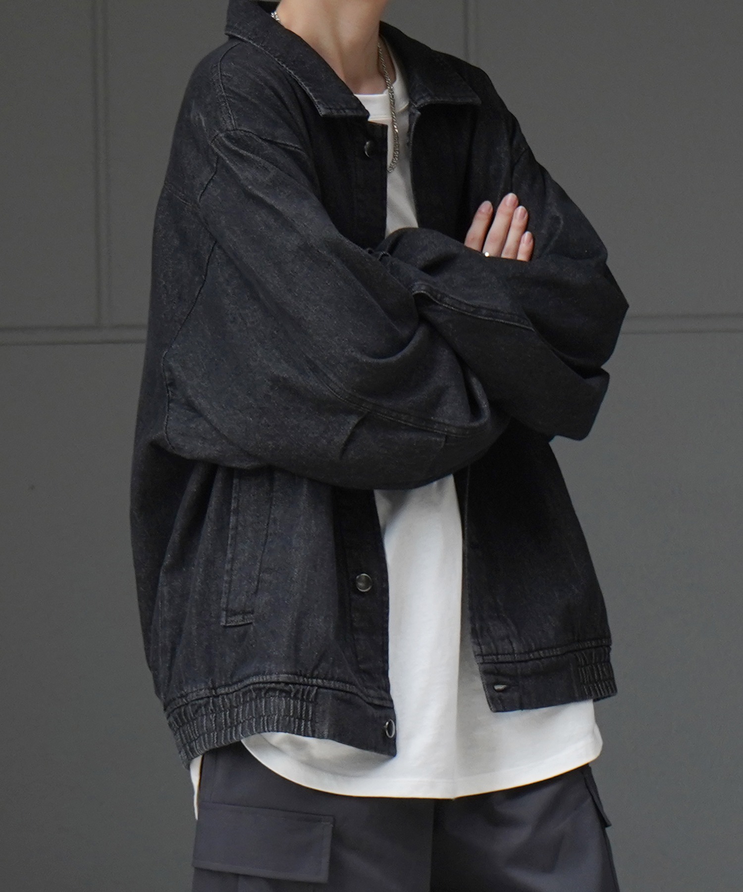 25SS【新色追加】ビッグシルエット ヴィンテージライク ケミカルウォッシュ加工 グラデーション デニムブルゾン / Gジャン デニムジャケット【Confirm】