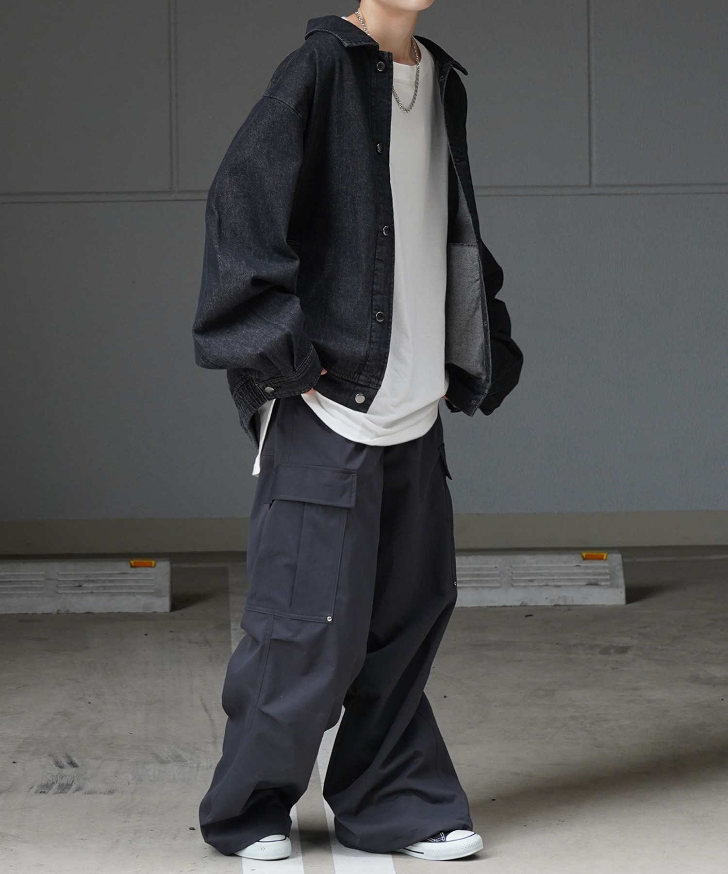 25SS【新色追加】ビッグシルエット ヴィンテージライク ケミカルウォッシュ加工 グラデーション デニムブルゾン / Gジャン デニムジャケット【Confirm】