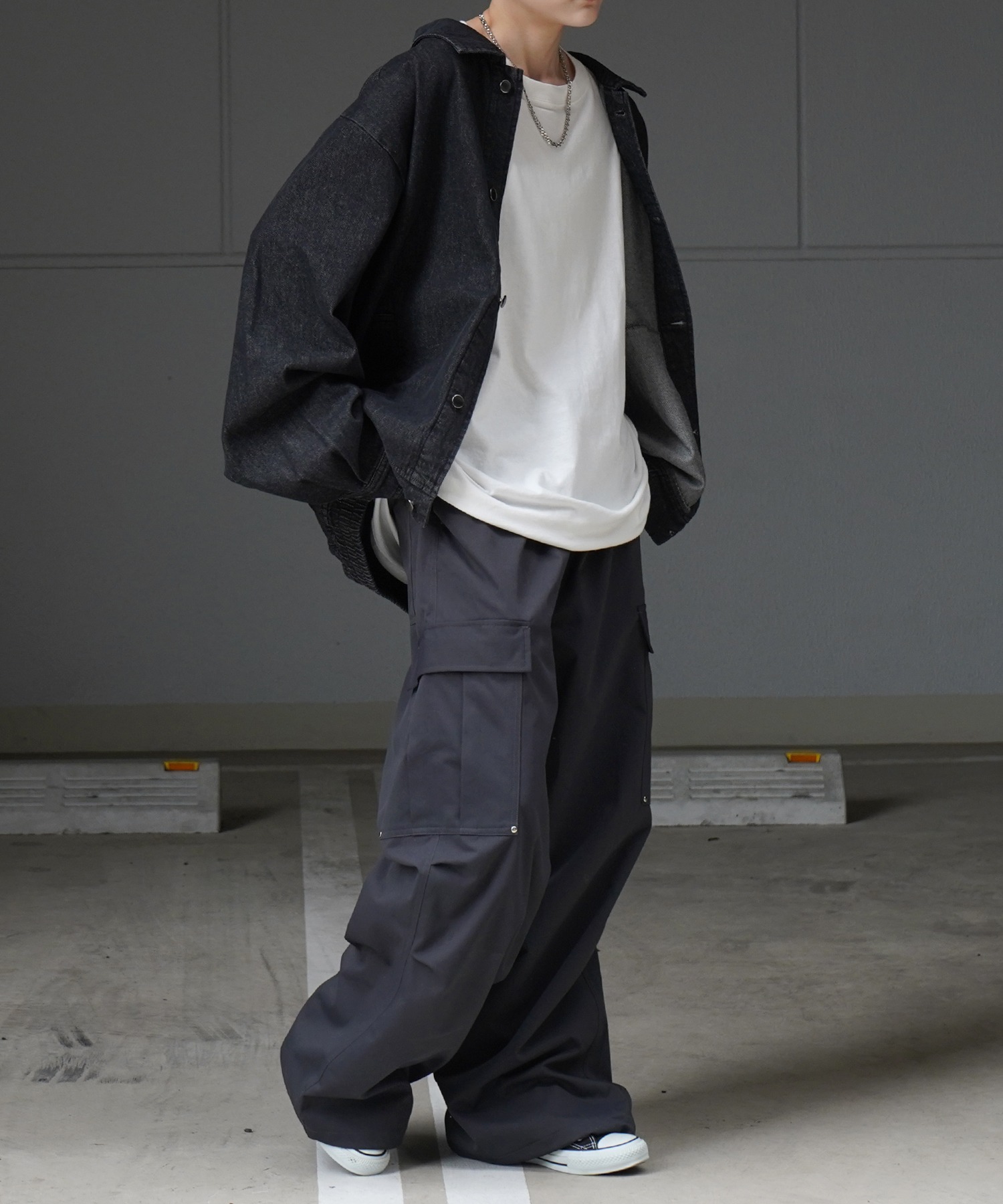 25SS【新色追加】ビッグシルエット ヴィンテージライク ケミカルウォッシュ加工 グラデーション デニムブルゾン / Gジャン デニムジャケット【Confirm】