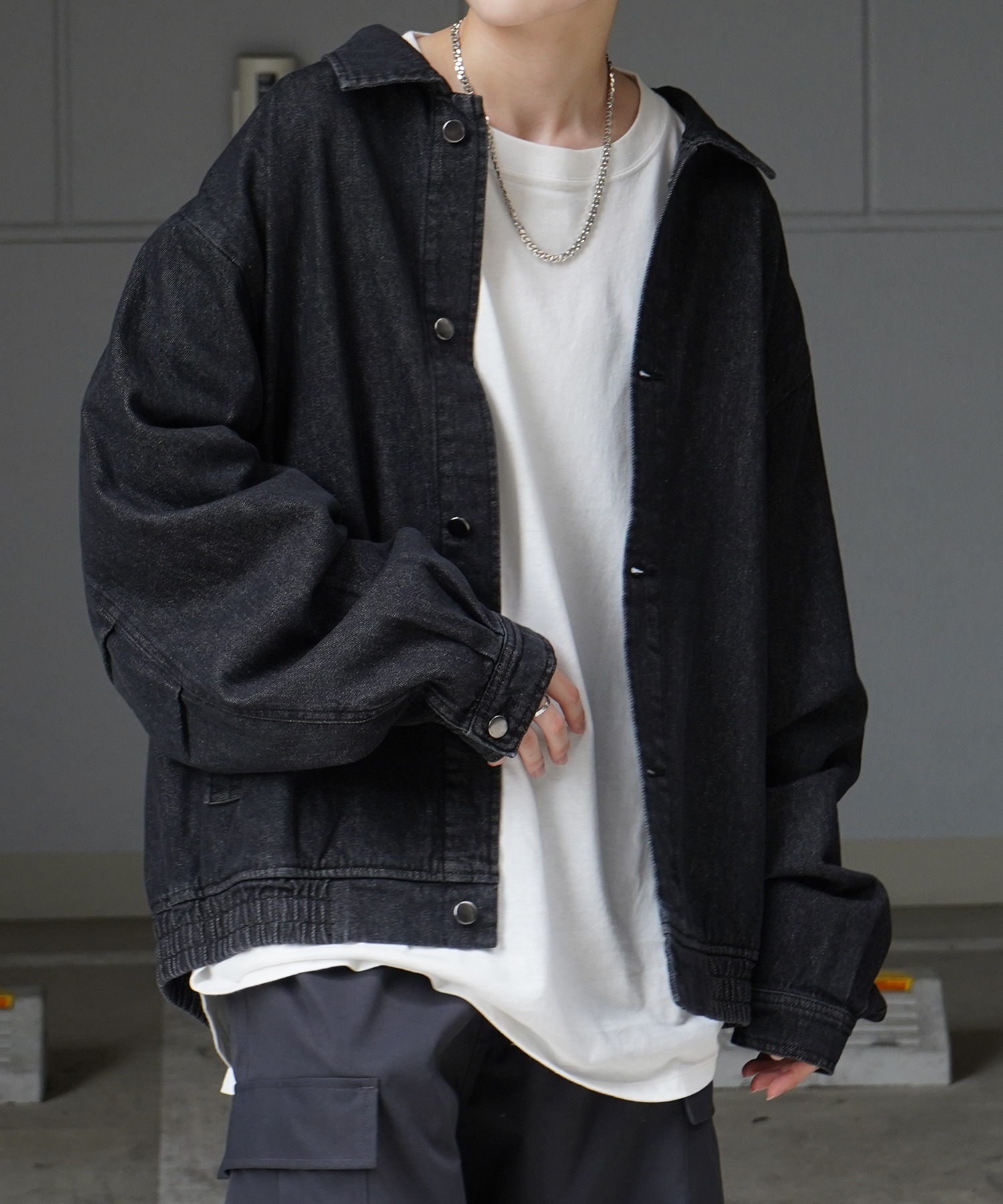 25SS【新色追加】ビッグシルエット ヴィンテージライク ケミカルウォッシュ加工 グラデーション デニムブルゾン / Gジャン デニムジャケット【Confirm】