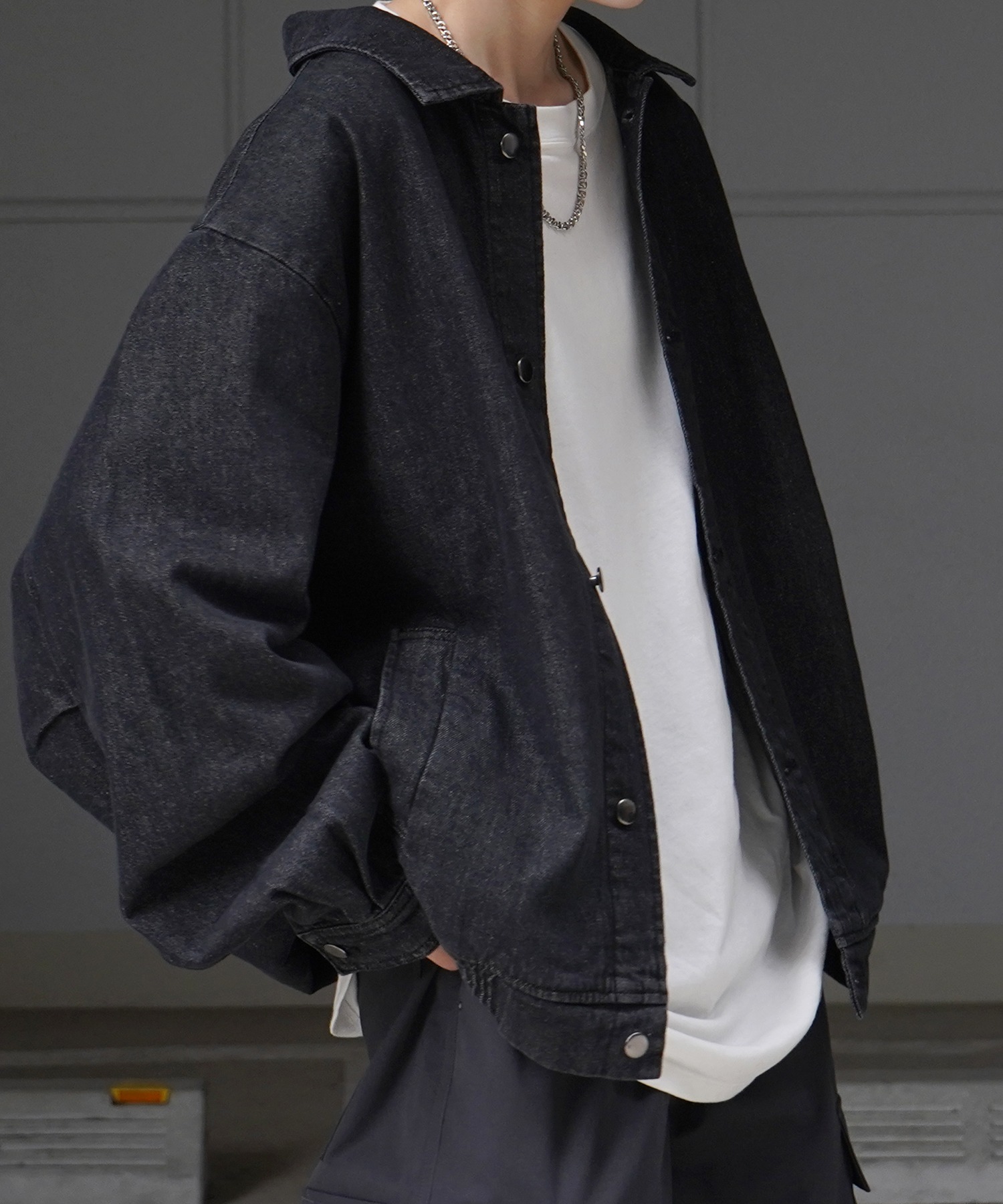 25SS【新色追加】ビッグシルエット ヴィンテージライク ケミカルウォッシュ加工 グラデーション デニムブルゾン / Gジャン デニムジャケット【Confirm】