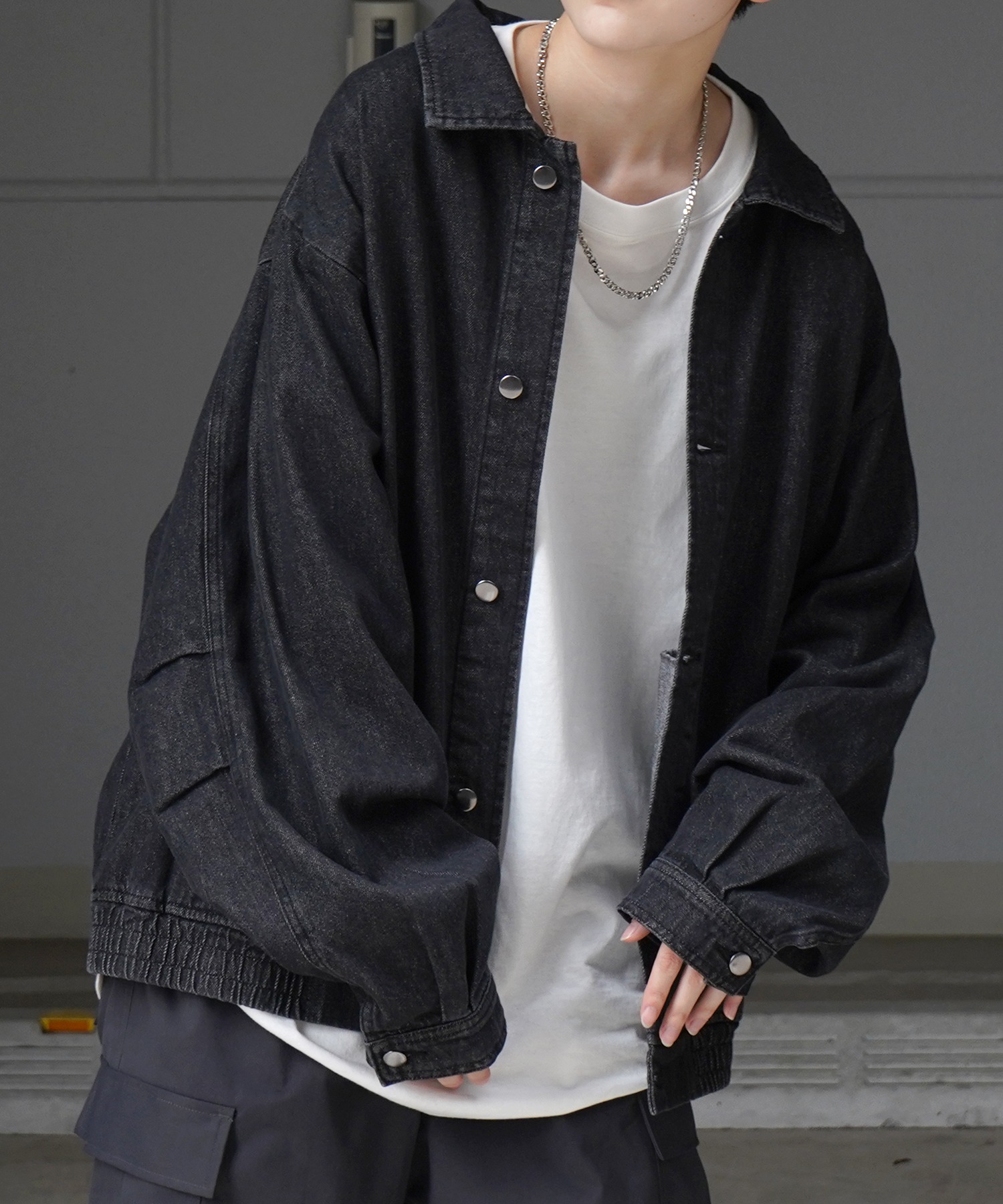 25SS【新色追加】ビッグシルエット ヴィンテージライク ケミカルウォッシュ加工 グラデーション デニムブルゾン / Gジャン デニムジャケット【Confirm】