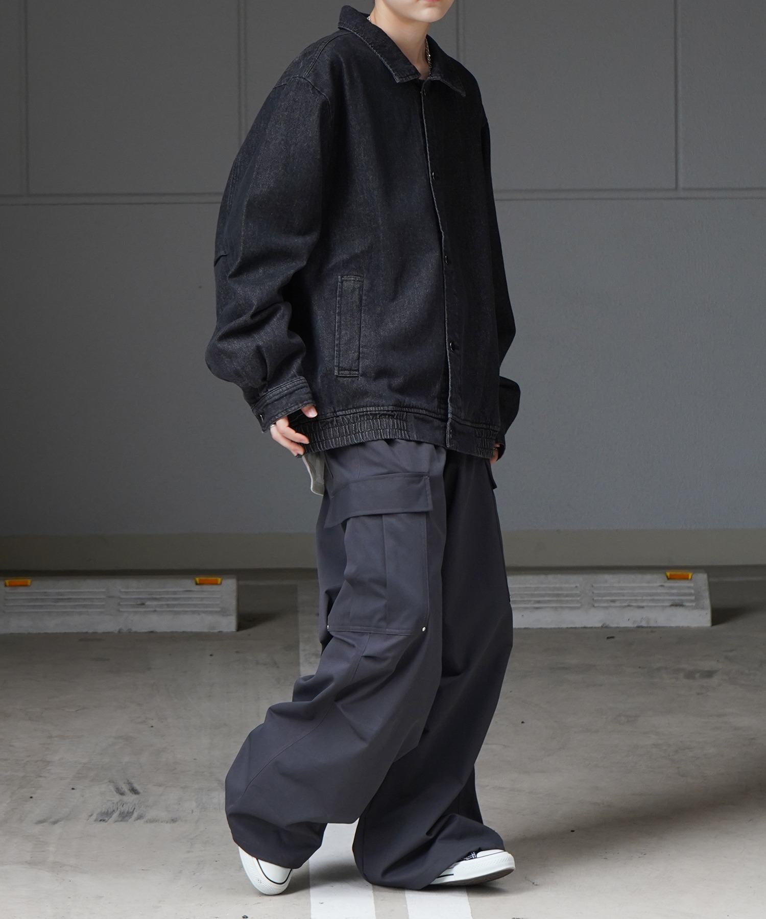 25SS【新色追加】ビッグシルエット ヴィンテージライク ケミカルウォッシュ加工 グラデーション デニムブルゾン / Gジャン デニムジャケット【Confirm】