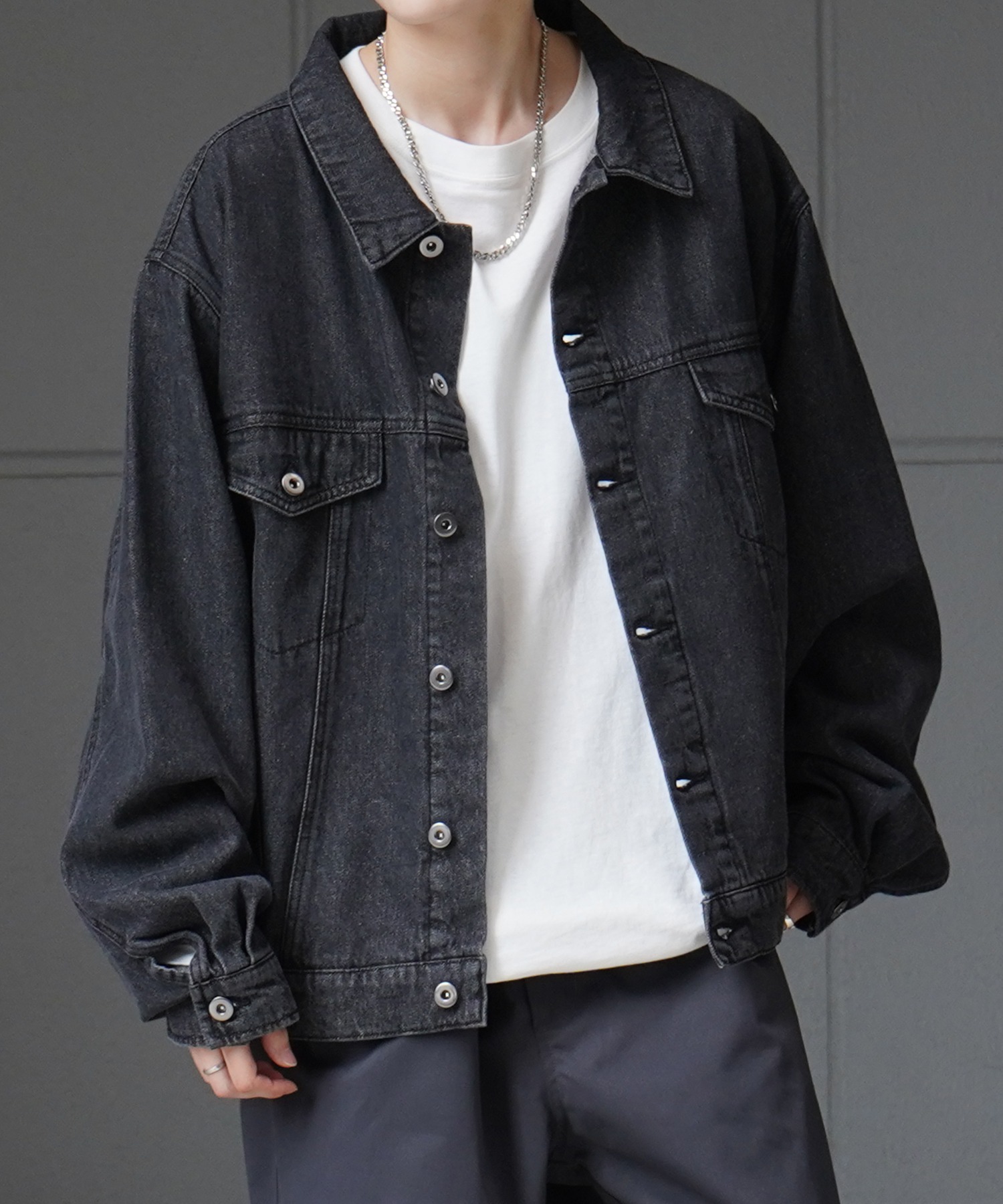 25SS【新色追加】ビッグシルエット ヴィンテージライク ケミカルウォッシュ加工 グラデーション デニムブルゾン / Gジャン デニムジャケット【Confirm】