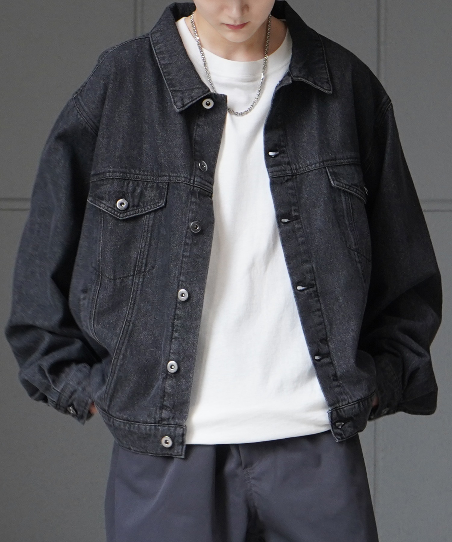 25SS【新色追加】ビッグシルエット ヴィンテージライク ケミカルウォッシュ加工 グラデーション デニムブルゾン / Gジャン デニムジャケット【Confirm】