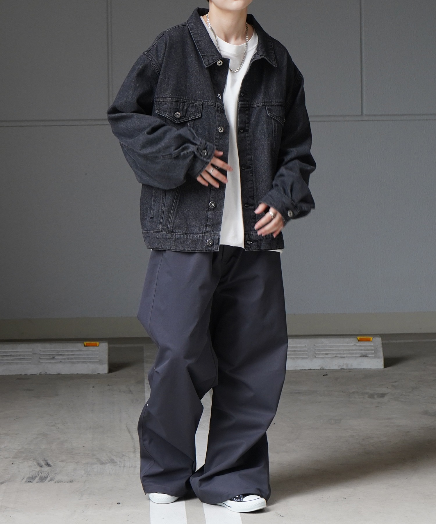 25SS【新色追加】ビッグシルエット ヴィンテージライク ケミカルウォッシュ加工 グラデーション デニムブルゾン / Gジャン デニムジャケット【Confirm】